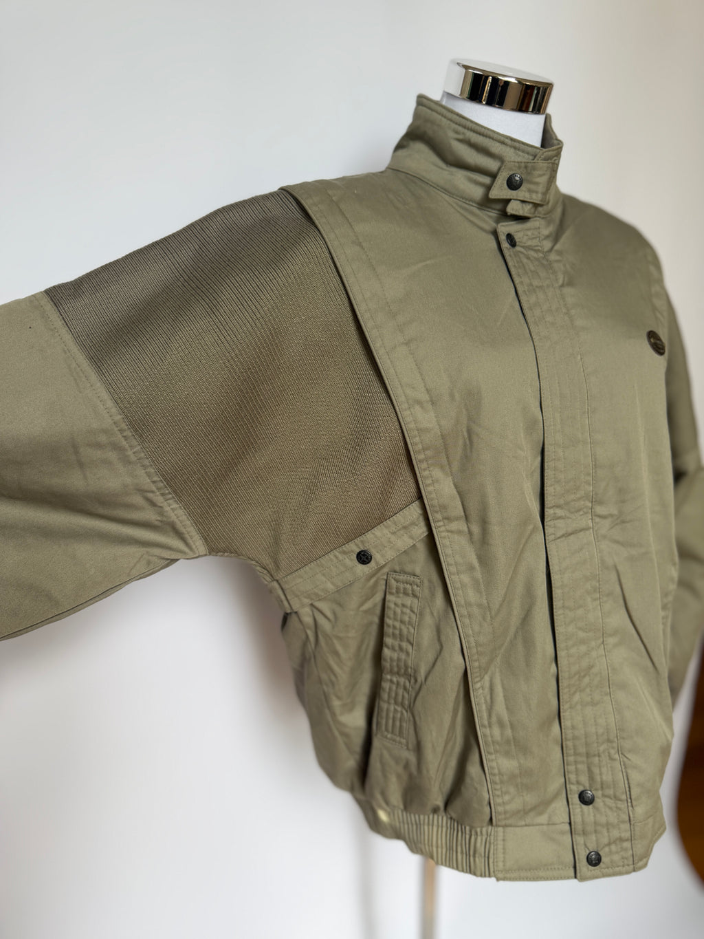 Vintage Taupe Knit Panel Blouson Jacket (XL)