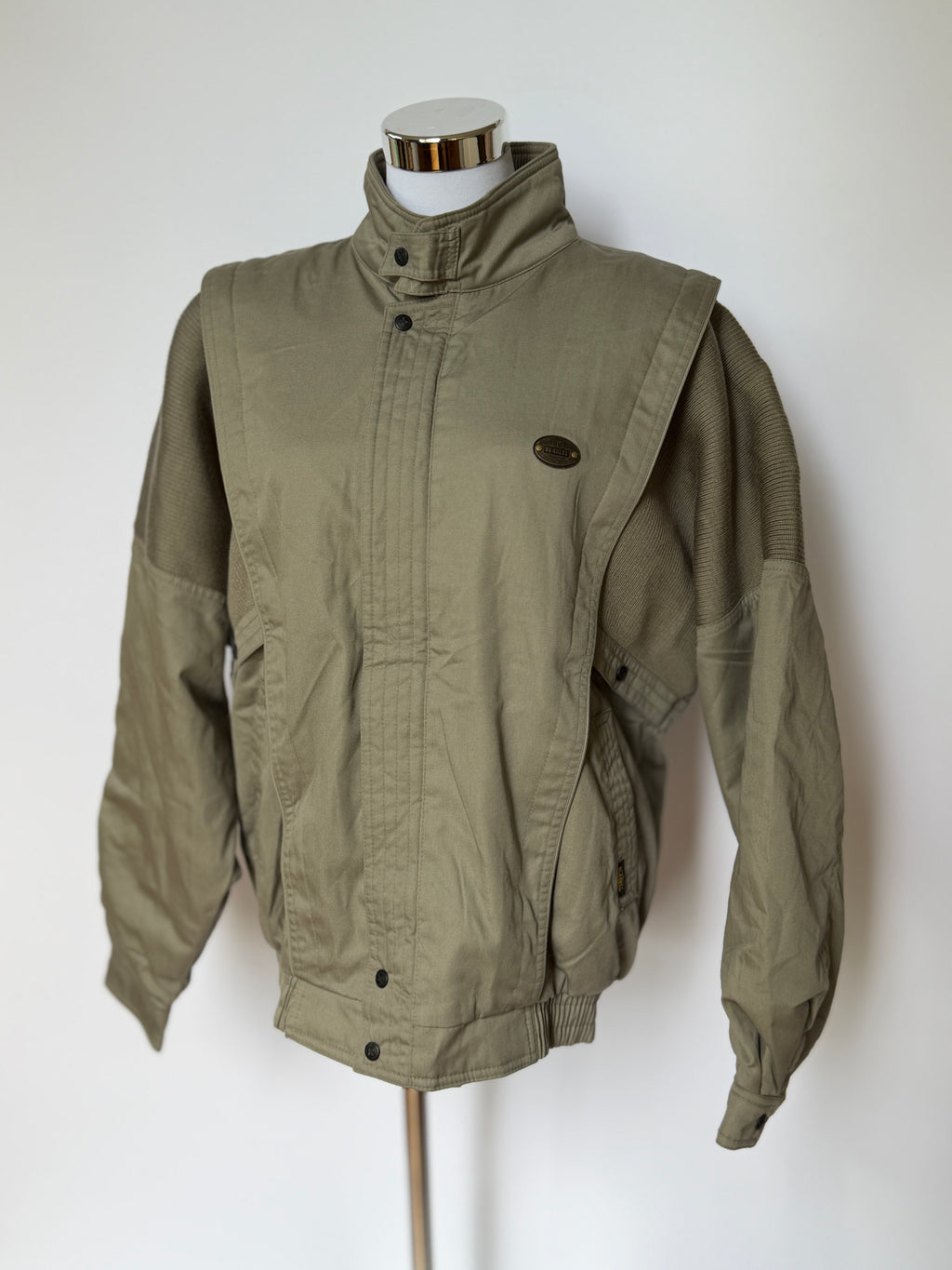 Vintage Taupe Knit Panel Blouson Jacket (XL)