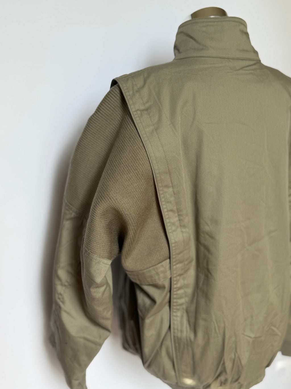 Vintage Taupe Knit Panel Blouson Jacket (XL)