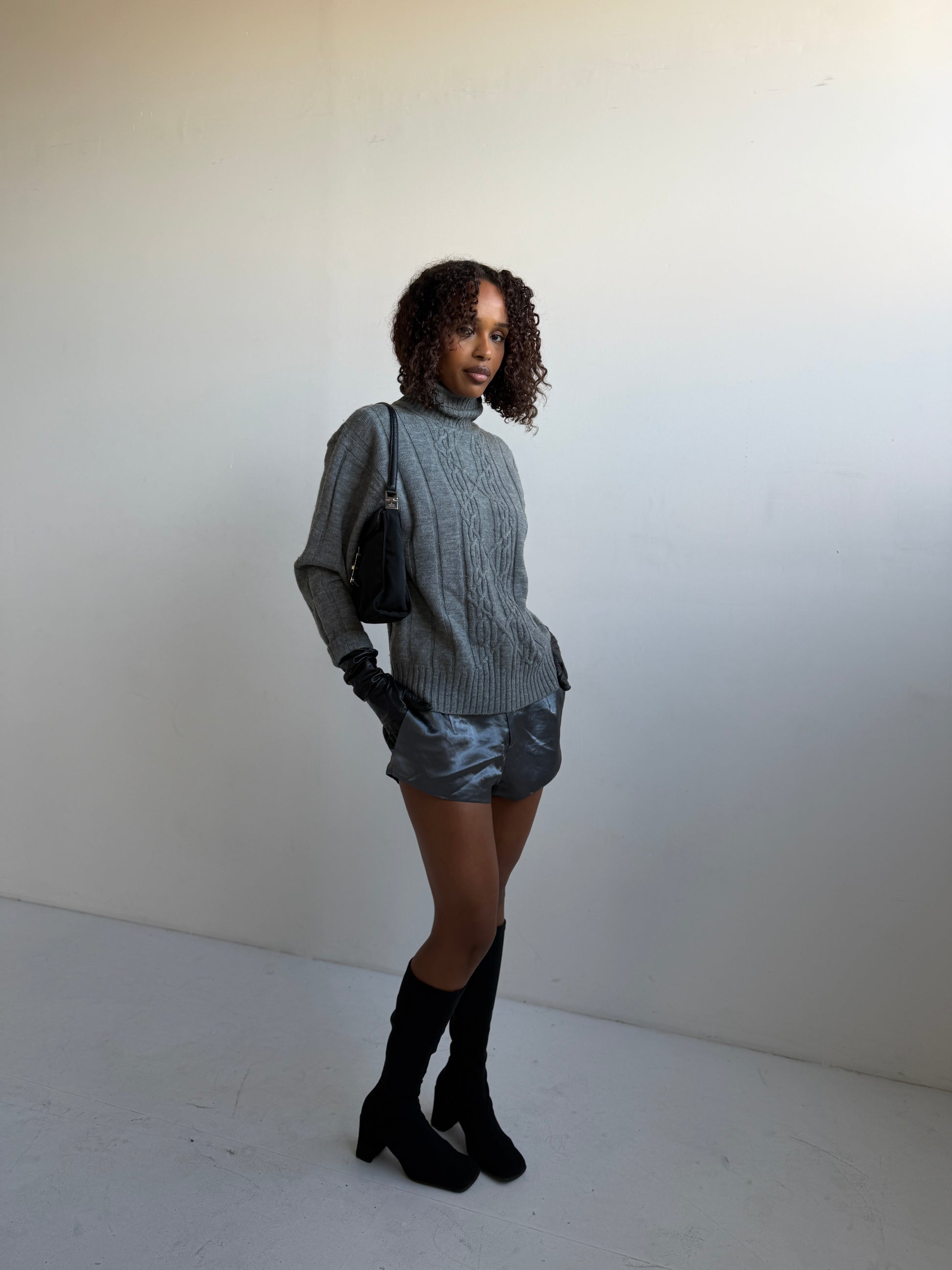 YSL Vintage Grey Wool Knit Sweater (L)