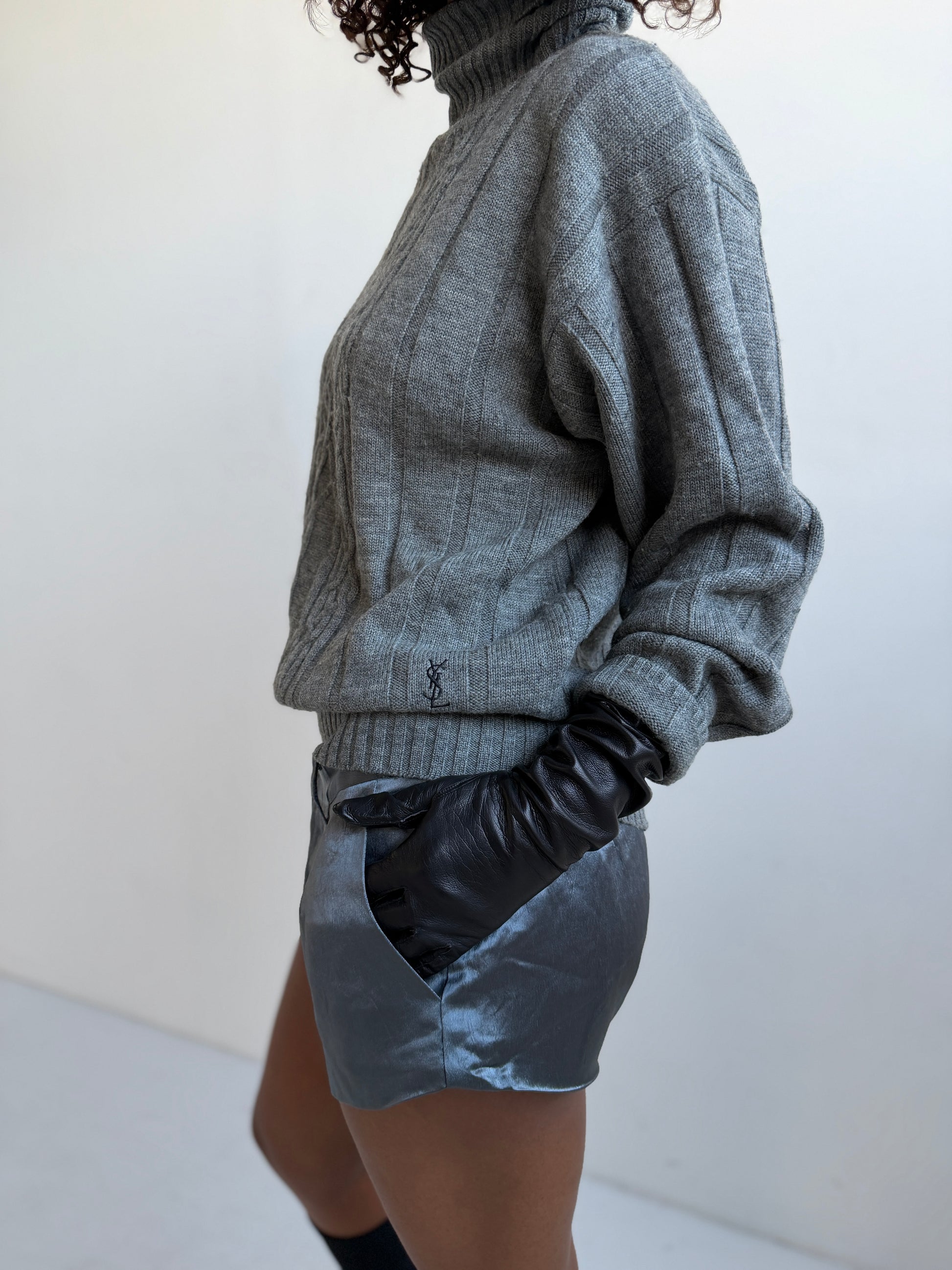 YSL Vintage Grey Wool Knit Sweater (L)