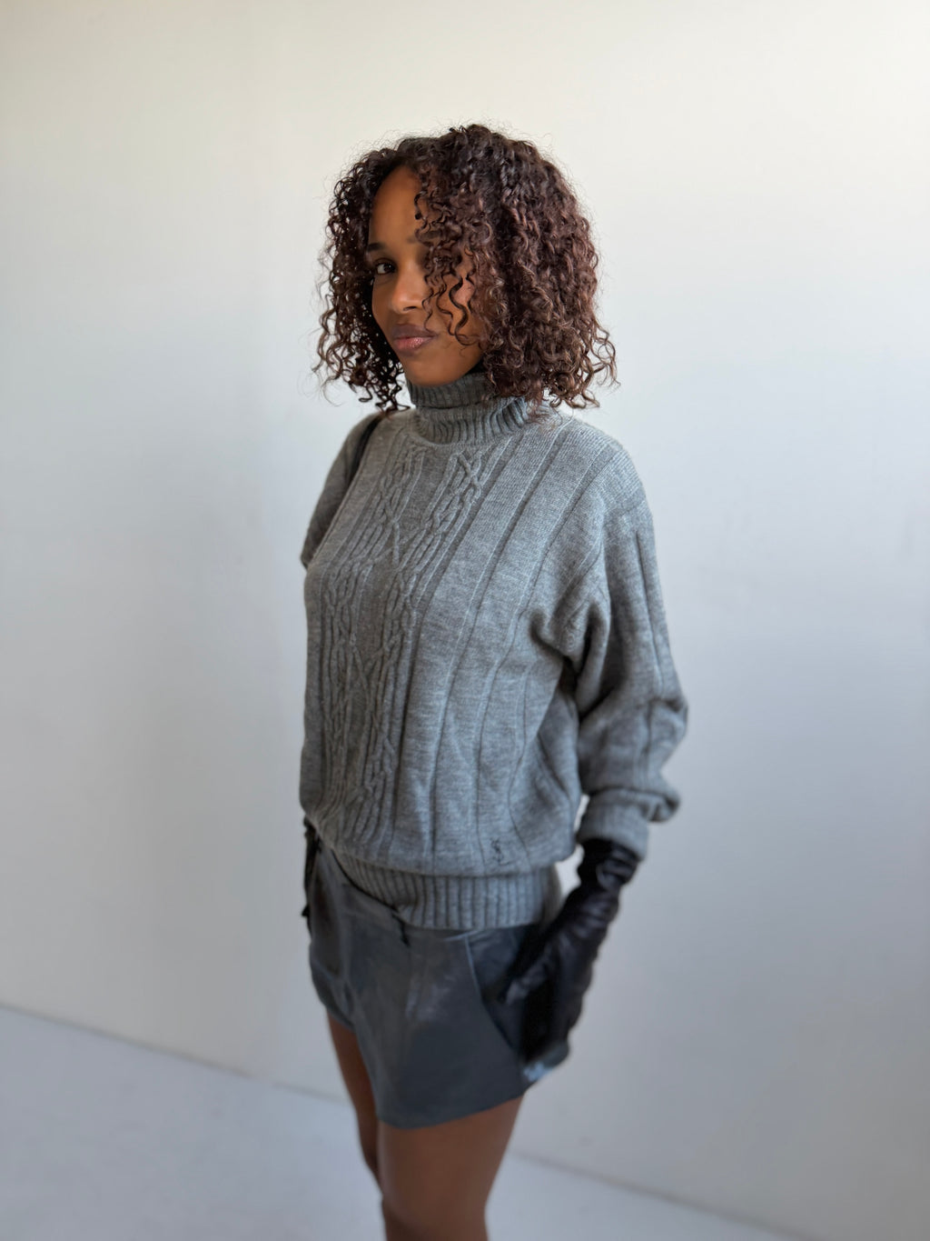 YSL Vintage Grey Wool Knit Sweater (L)
