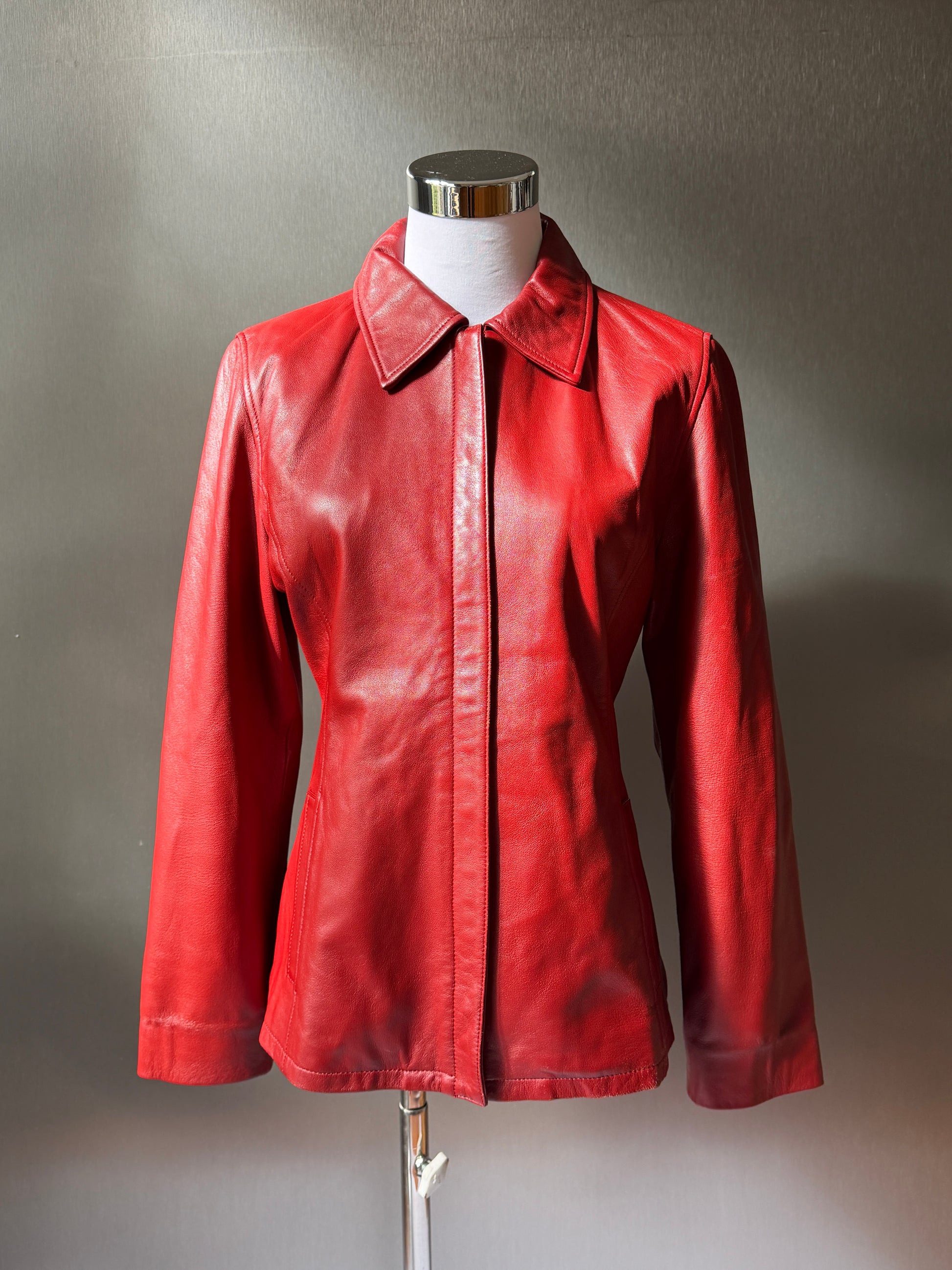 Balmain Red Leather Jacket (XS-S)