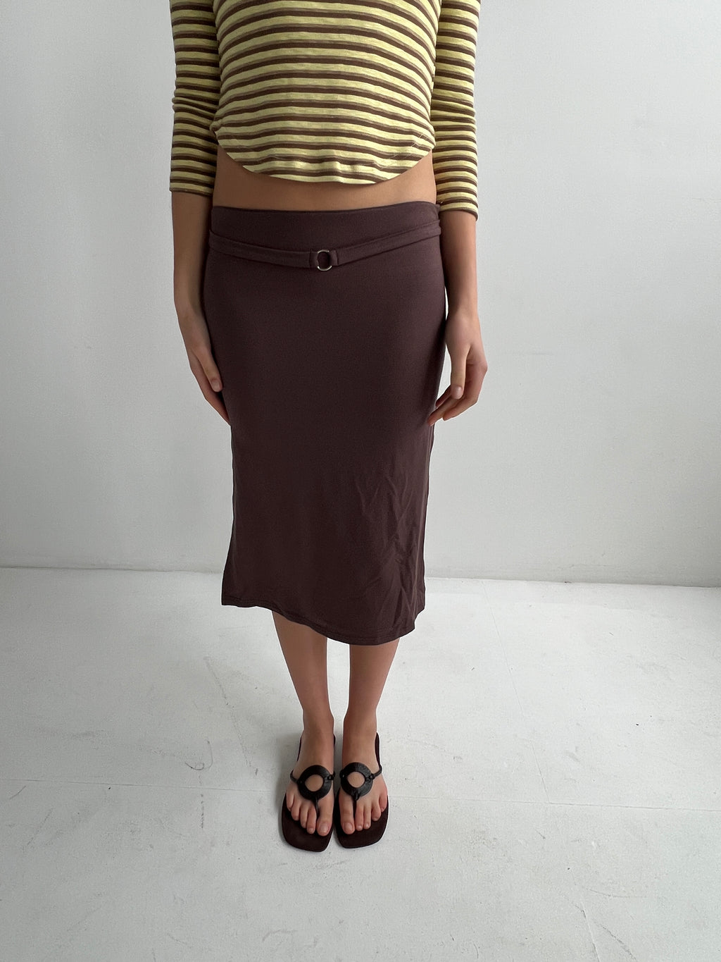 Aquila O'Ring Midi Skirt — Umber