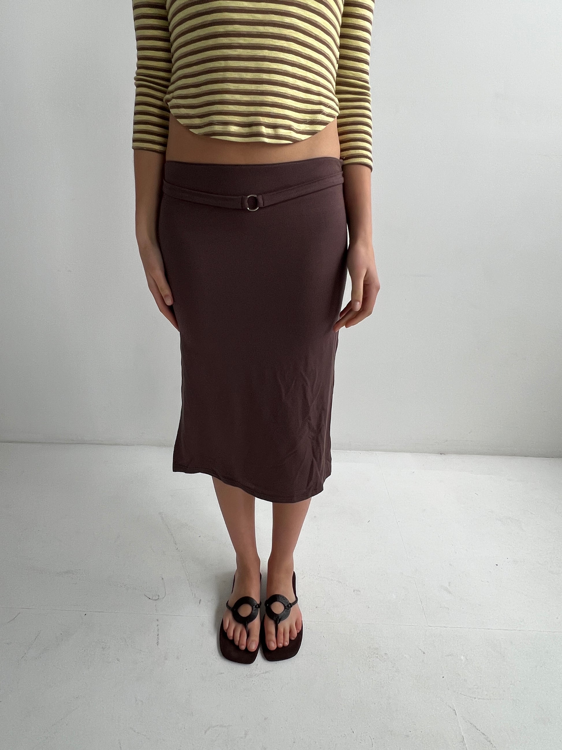Aquila O'Ring Midi Skirt — Umber