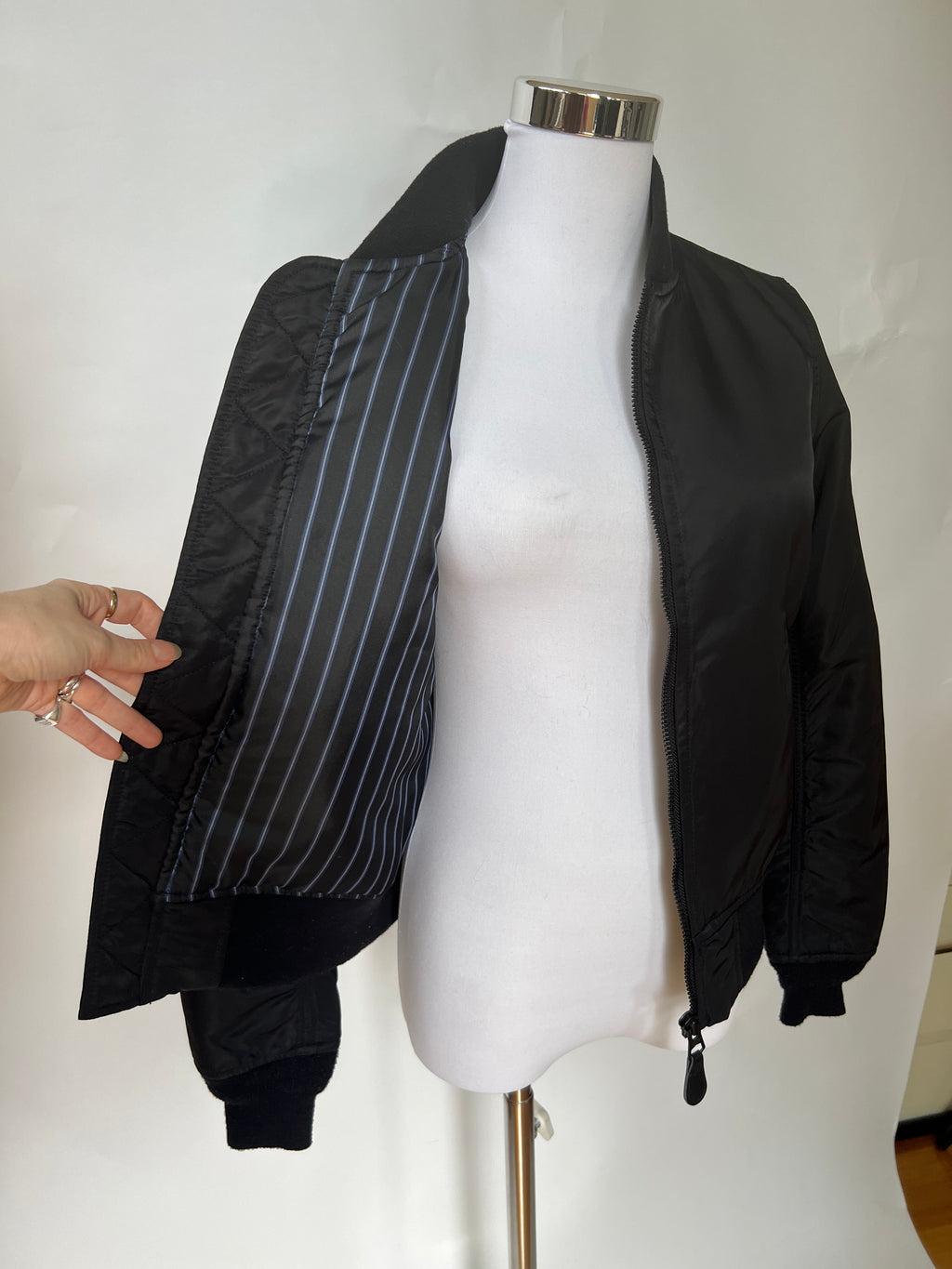 Black Nylon Bomber Jacket (XS)