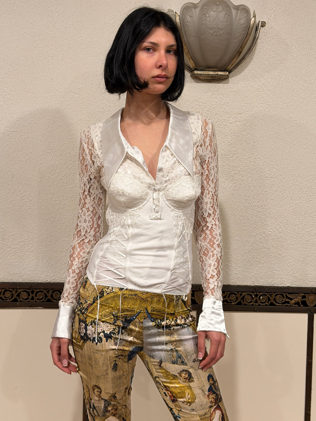White Corset Top with Lace-Up Sides (S–M)