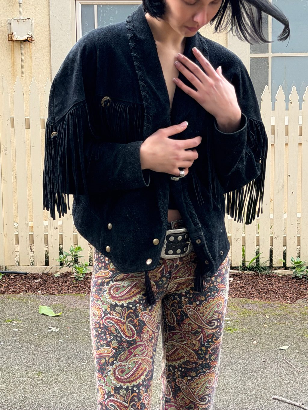 Paisley Print Denim Jeans (M)