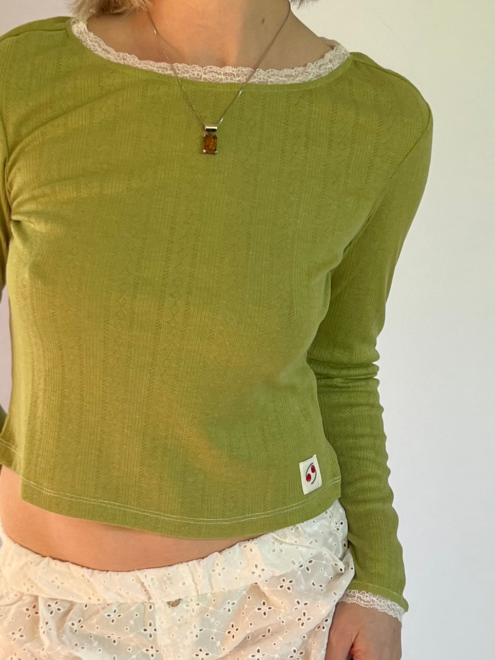 Pointelle Long Sleeve — Matcha