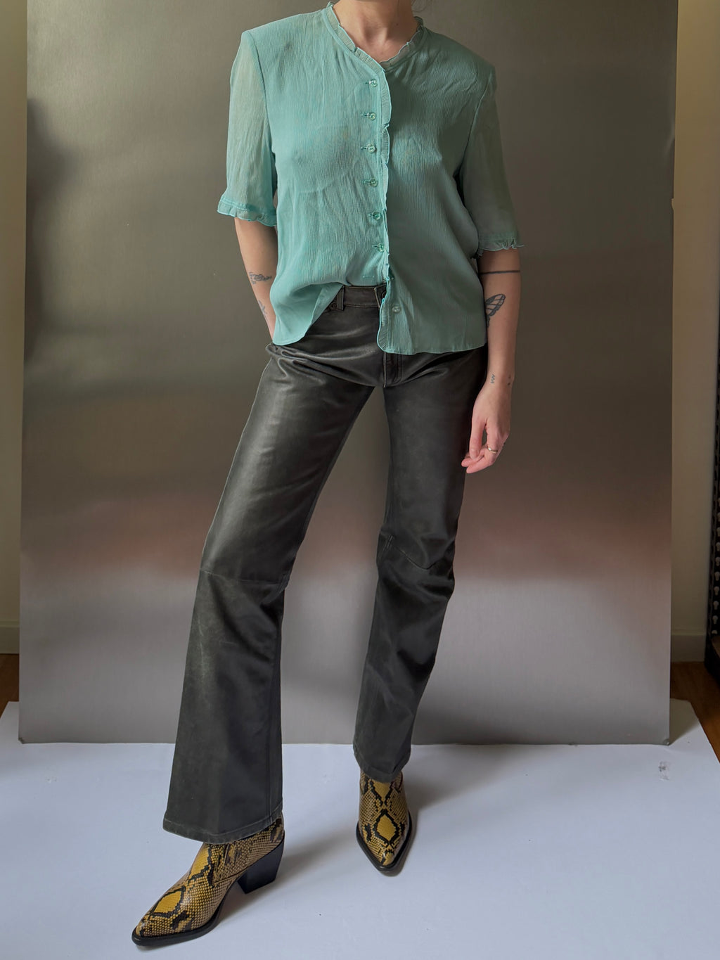 CK Patina Leather Pants (Size S/M)