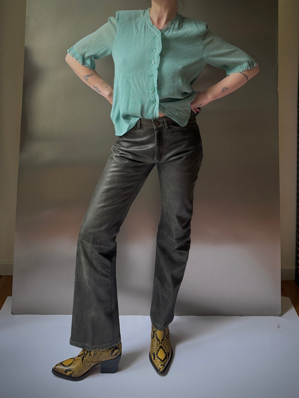 CK Patina Leather Pants (Size S/M)