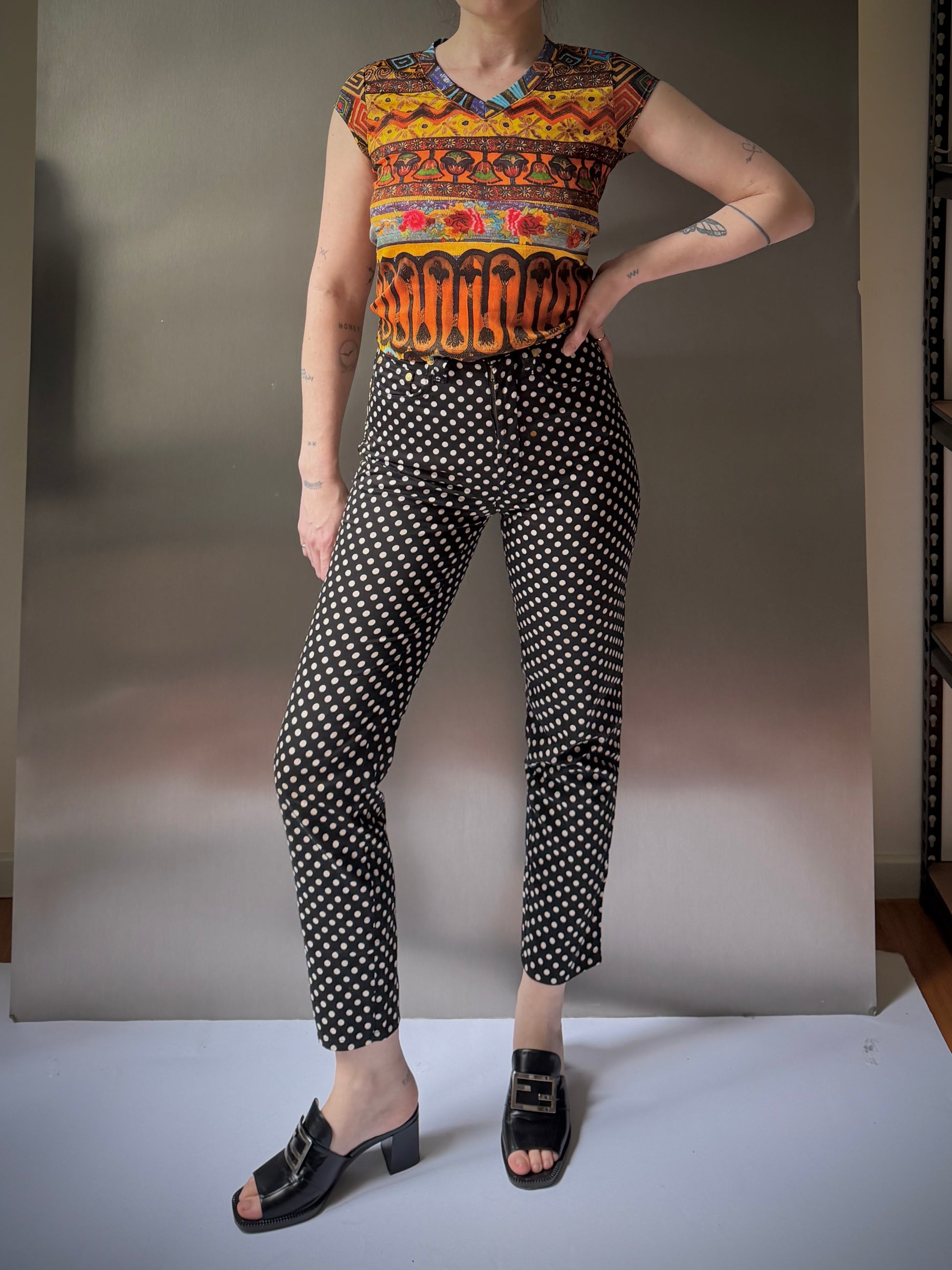 Polka Dot Cotton Pants (XS)
