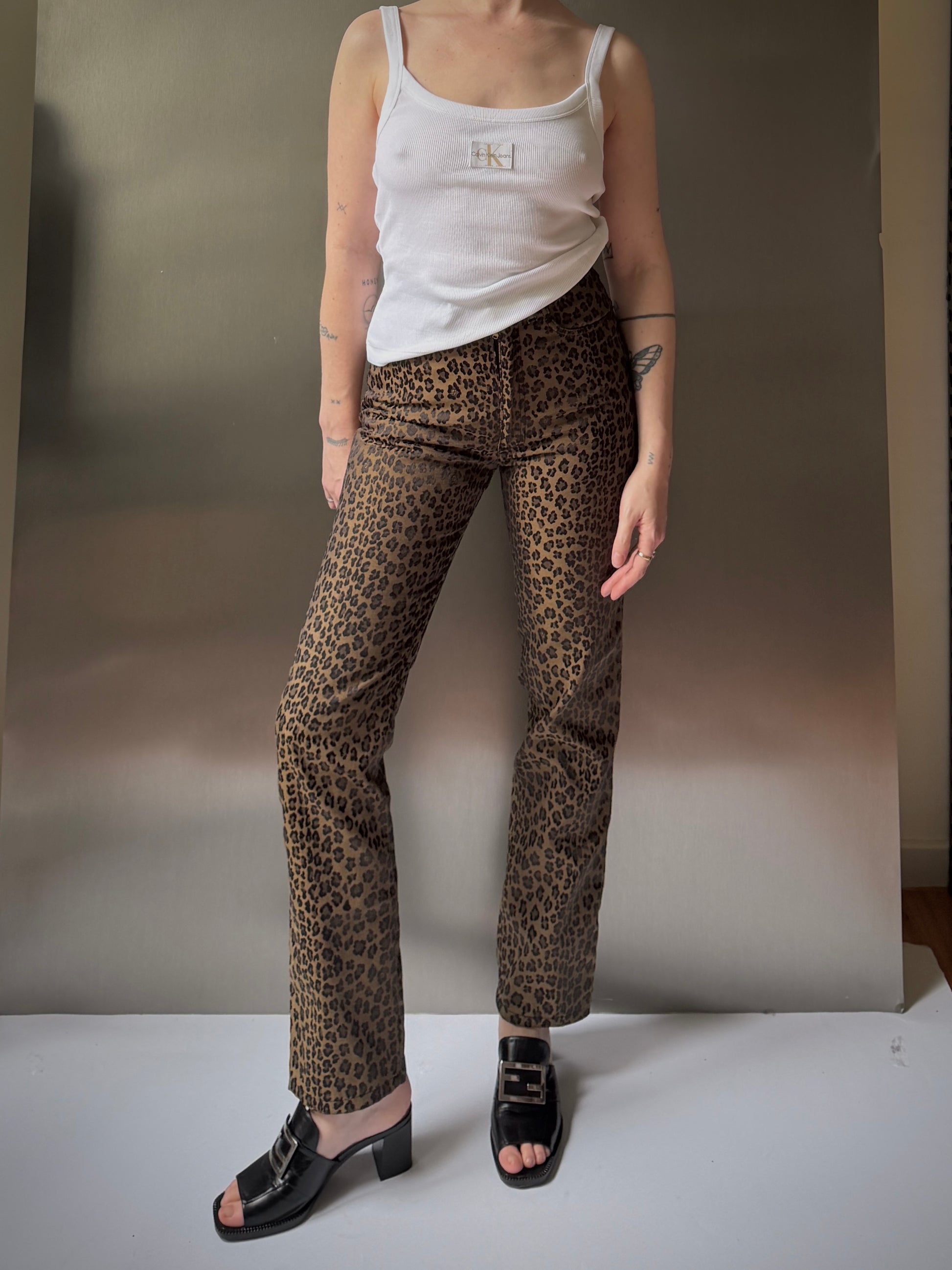Fendi Leopard Print Jeans (XS)