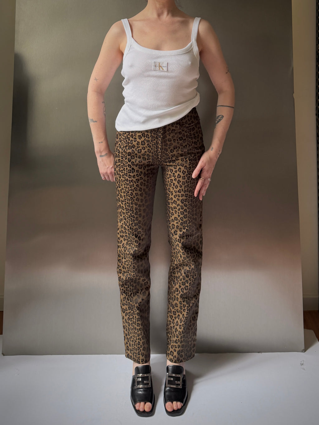 Fendi Leopard Print Jeans (XS)