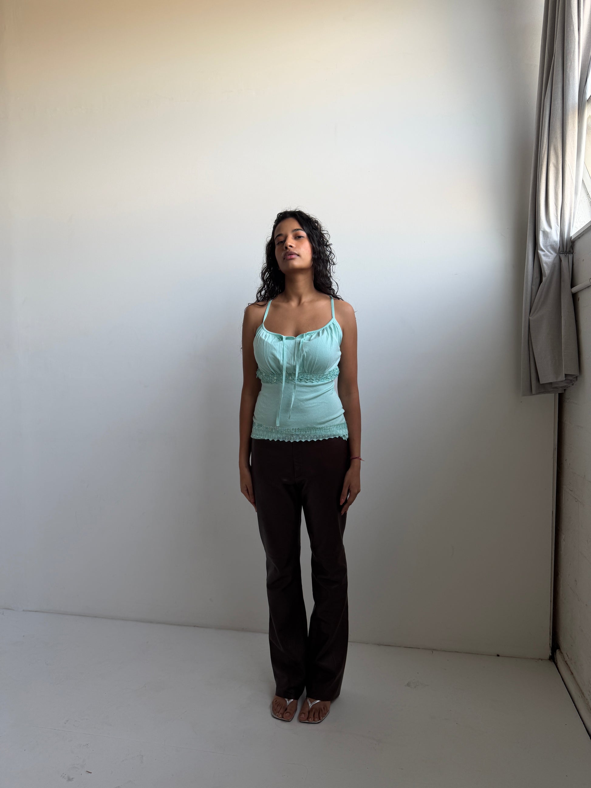 Aqua Sequin Y2K Top (S/M)