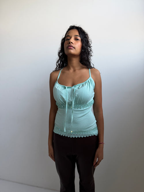 Aqua Sequin Y2K Top (S/M)