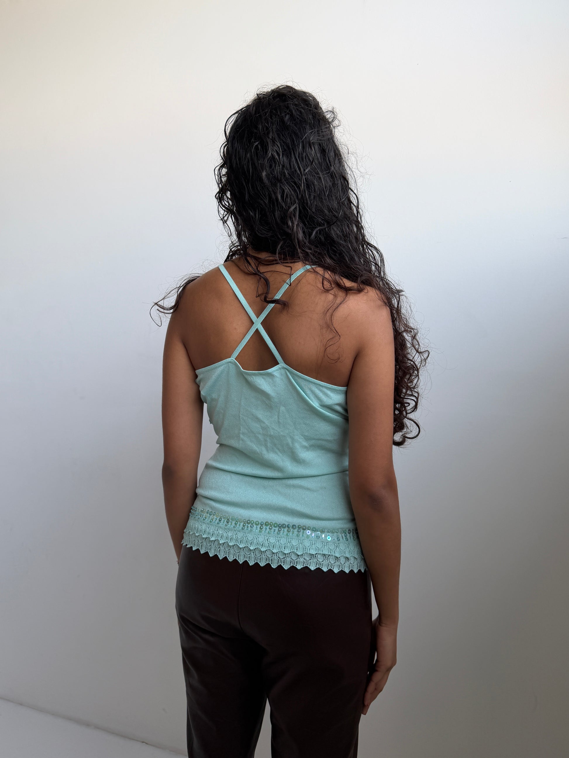 Aqua Sequin Y2K Top (S/M)