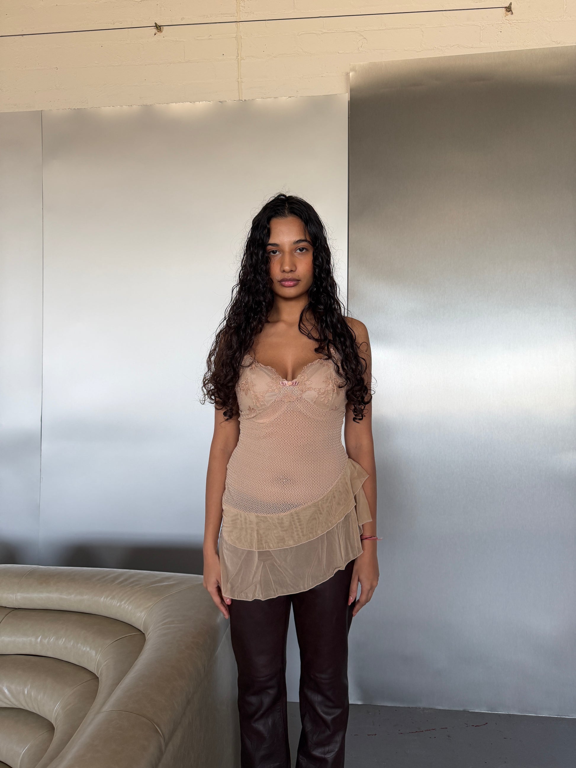 Deadstock Beige Ruffle Cami (S)