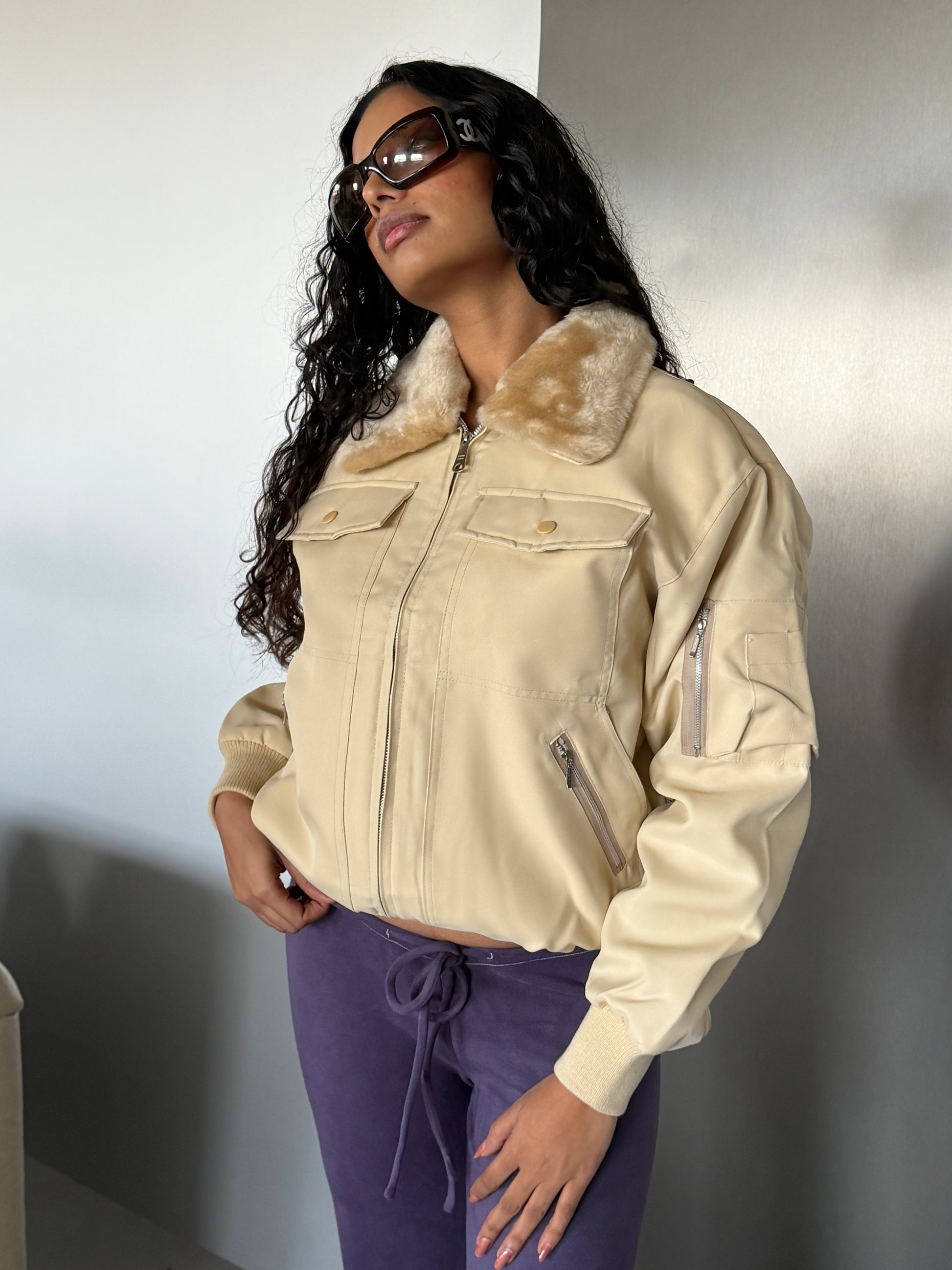 Deadstock Vintage Fleece-Lined Bomber Jacket (L)