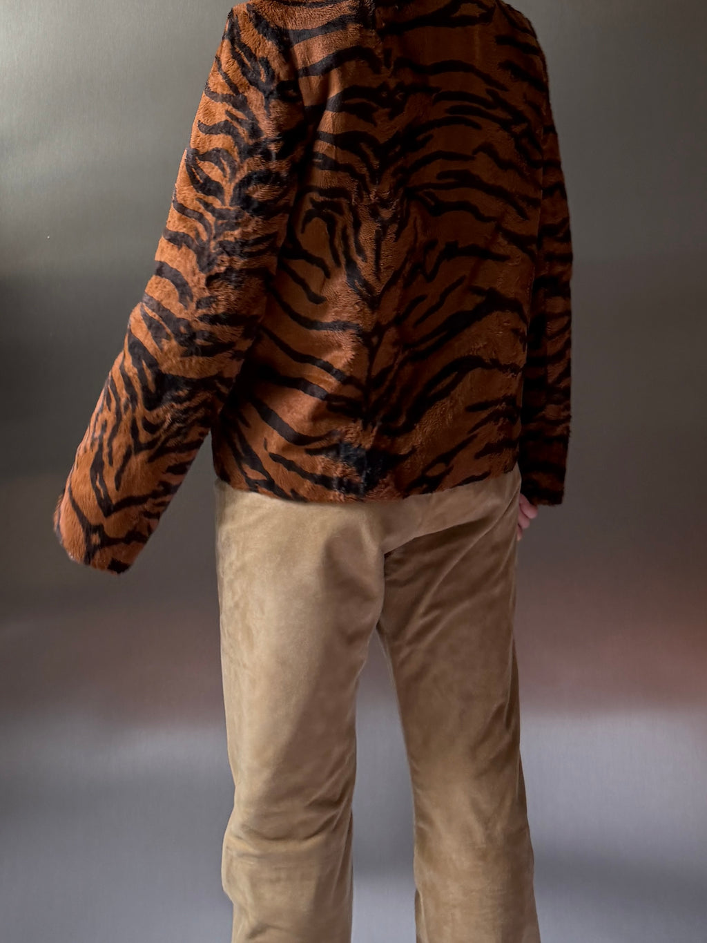 Tiger Print Faux Fur Jacket (S)