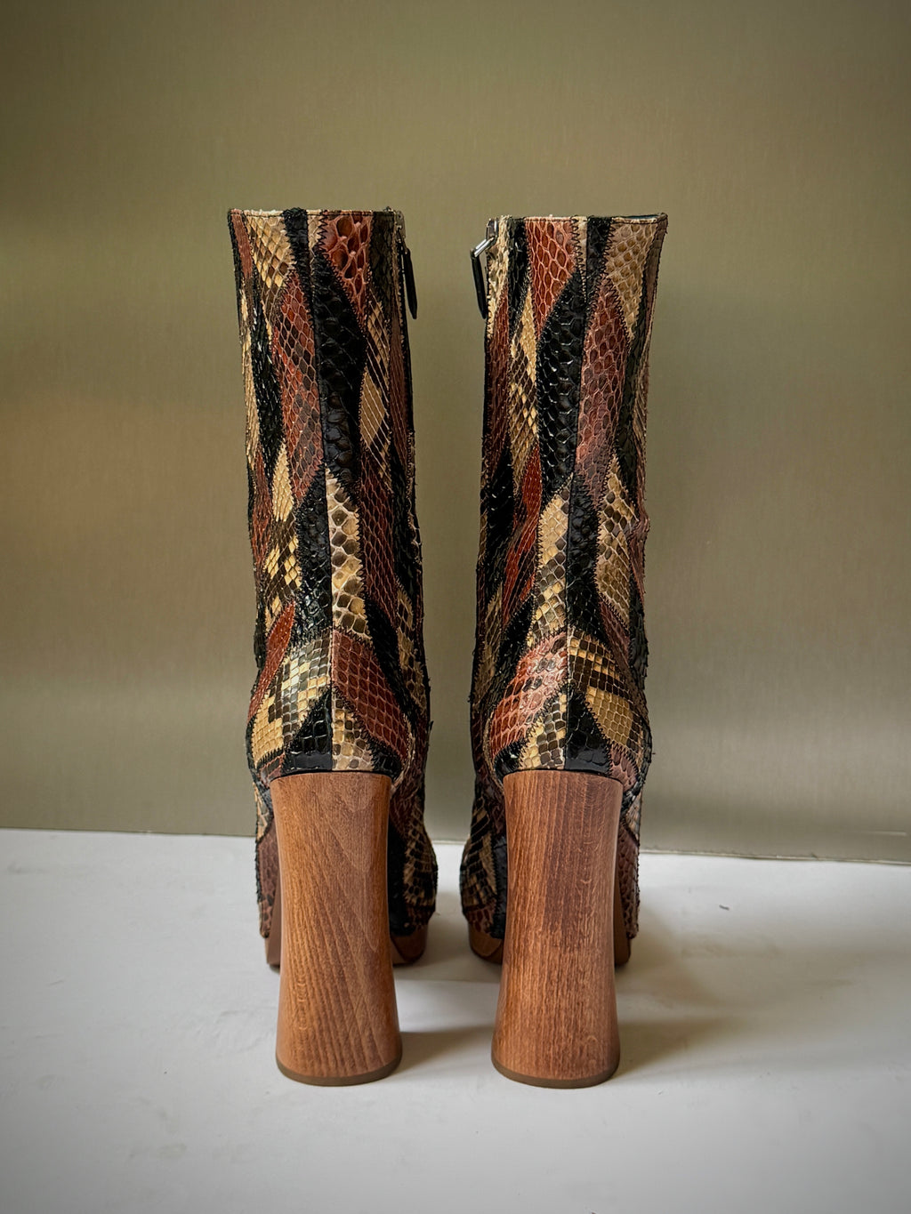 Prada 2015 Patchwork Python Platform Boots (38)