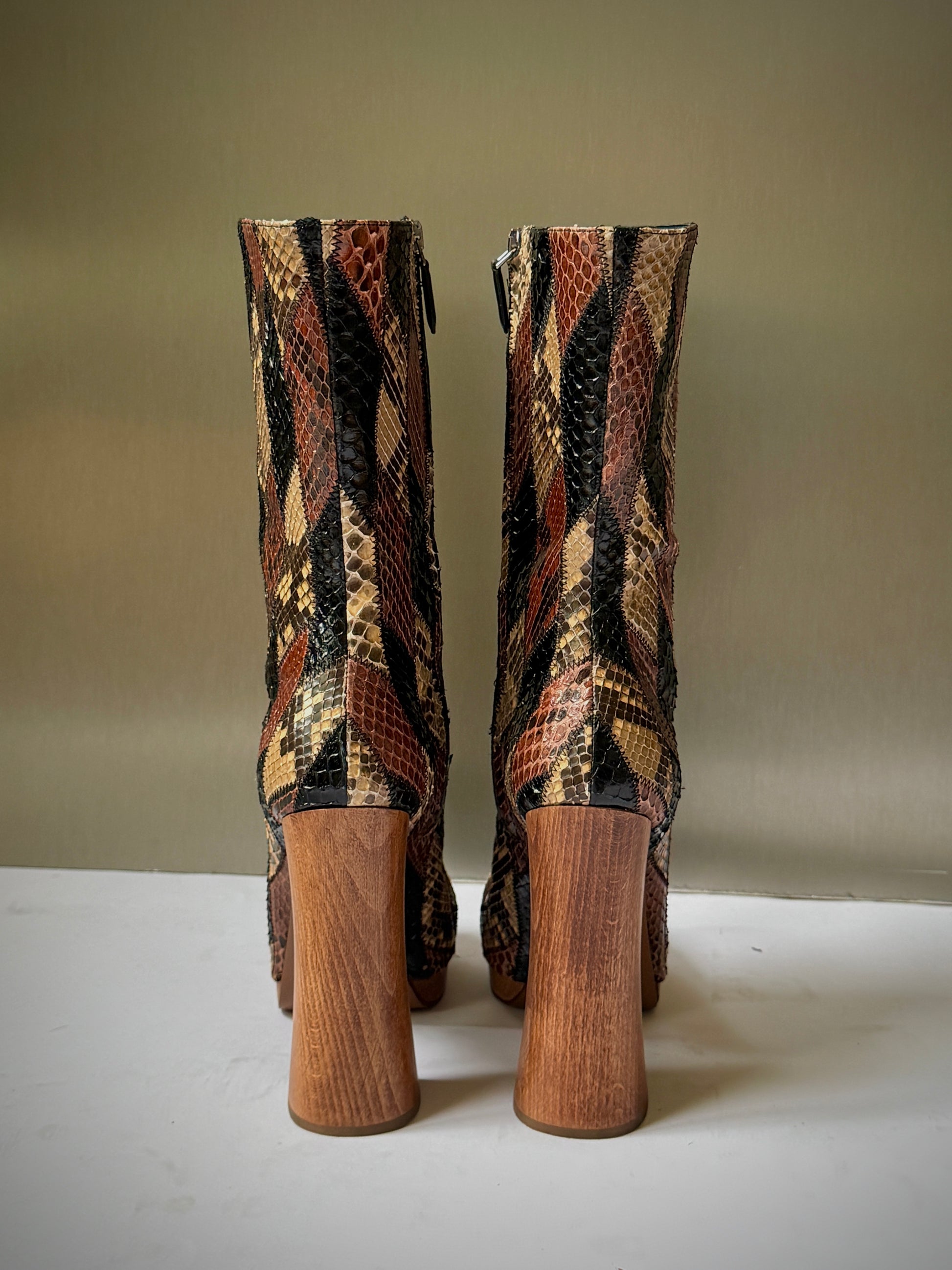 Prada 2015 Patchwork Python Platform Boots (38)