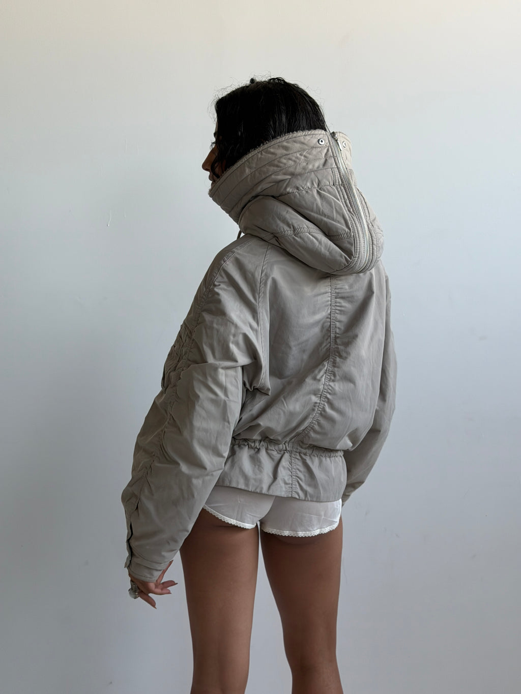 Deadstock Japanese Pinkish White Lace Panel Mini Slip Shorts (XS)