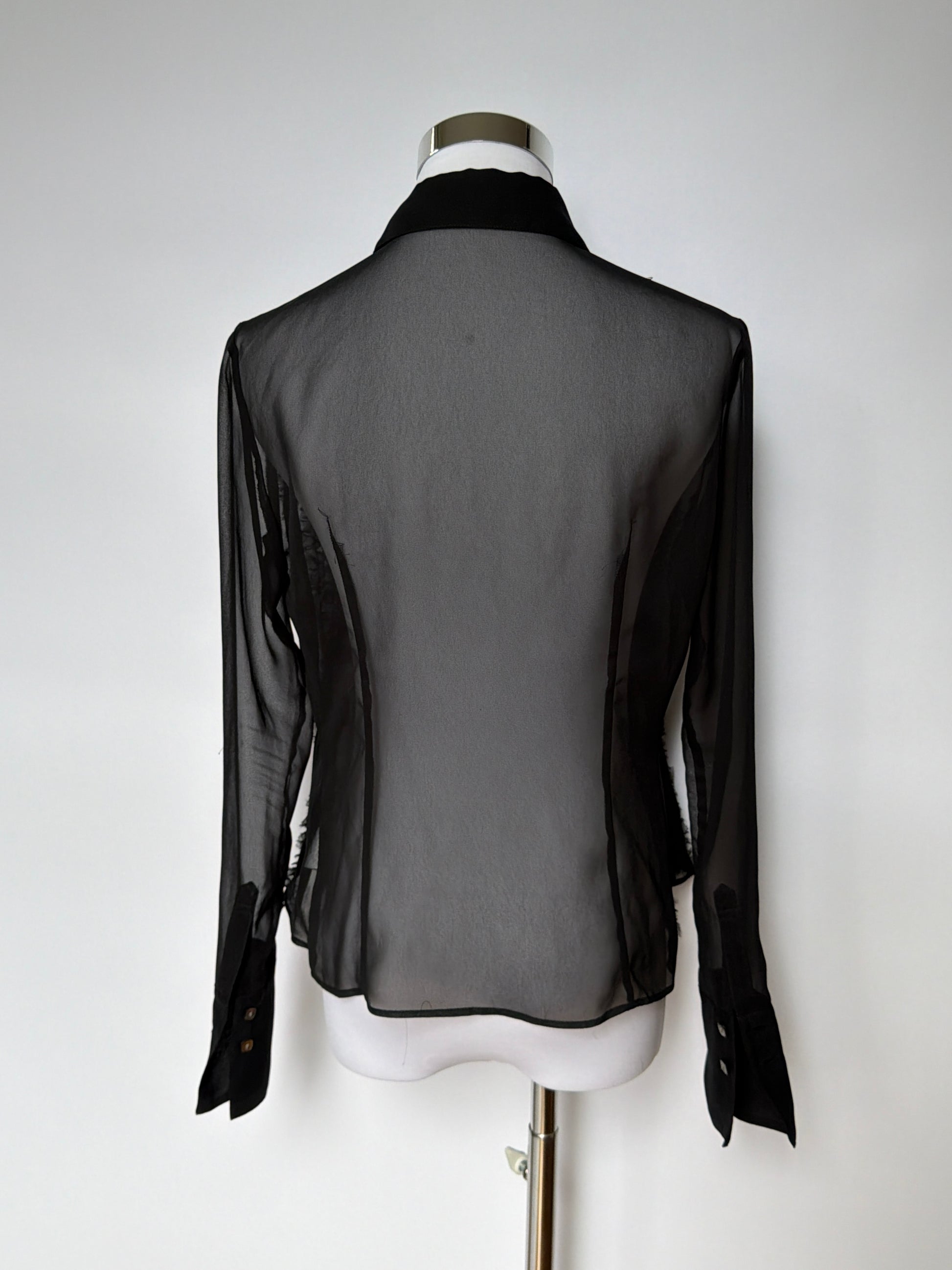 Ruffle Front Sheer Blouse (XXS/XS)