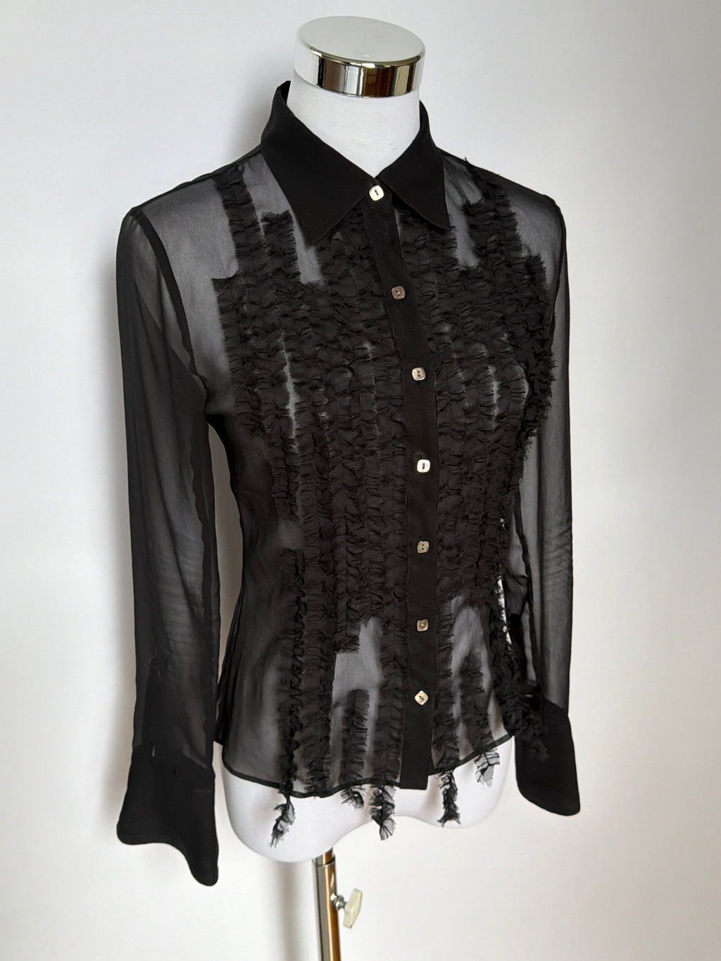 Ruffle Front Sheer Blouse (XXS/XS)
