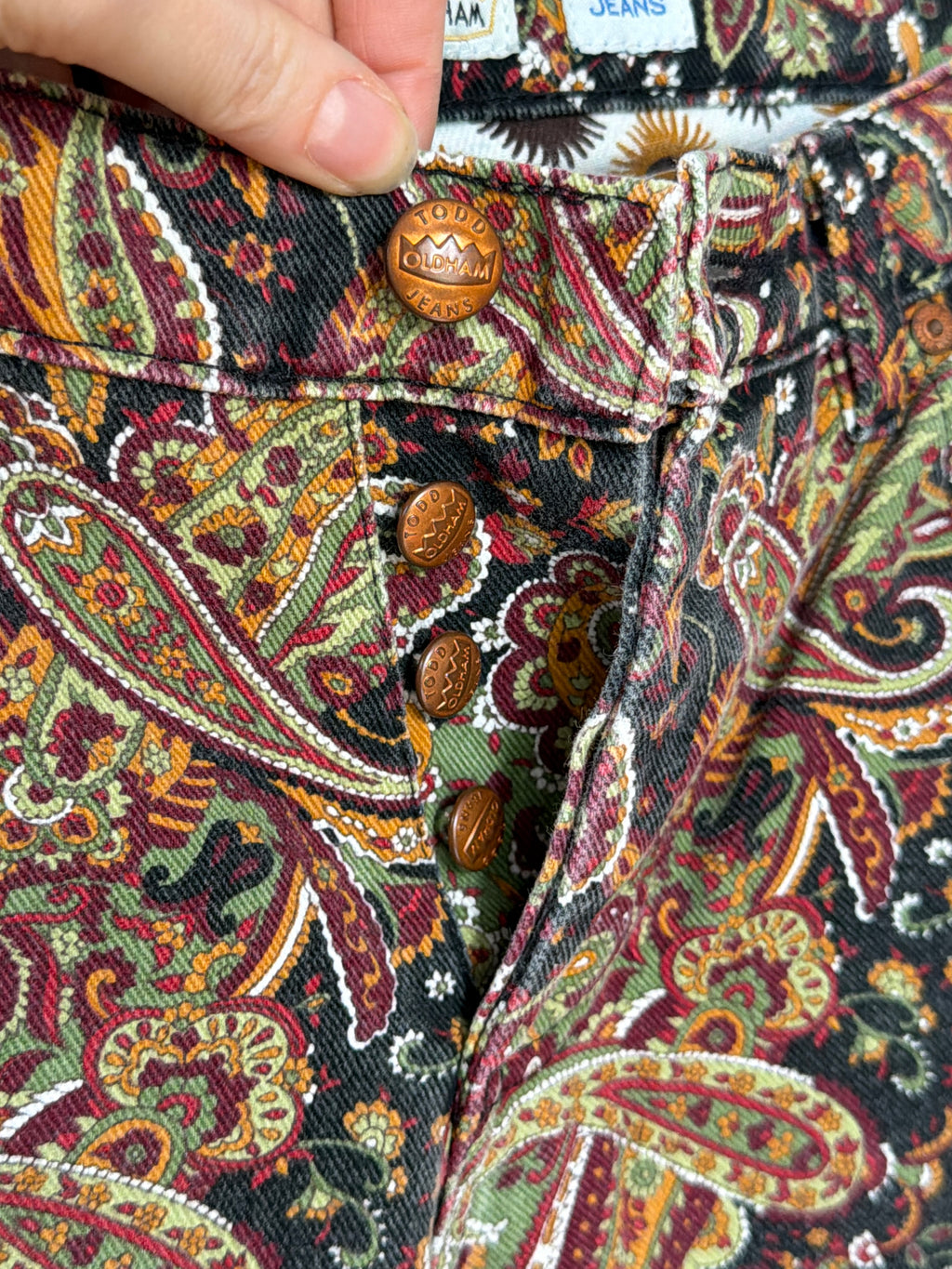Paisley Print Denim Jeans (M)