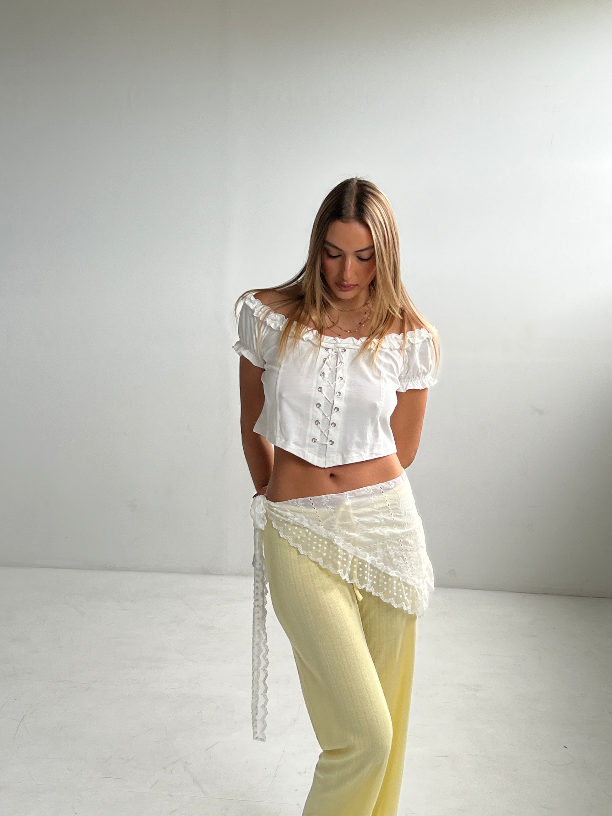 Dusty Lounge Pants — Lemon Pointelle