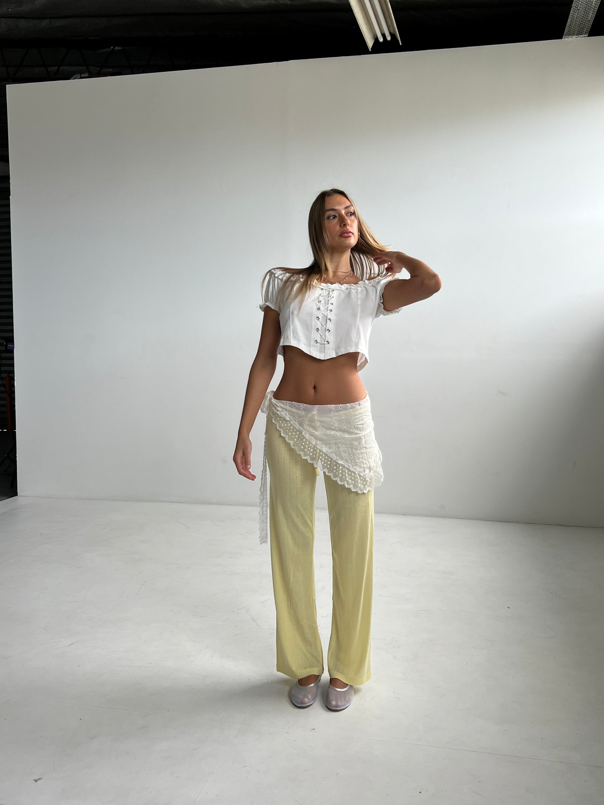 Dusty Lounge Pants — Lemon Pointelle