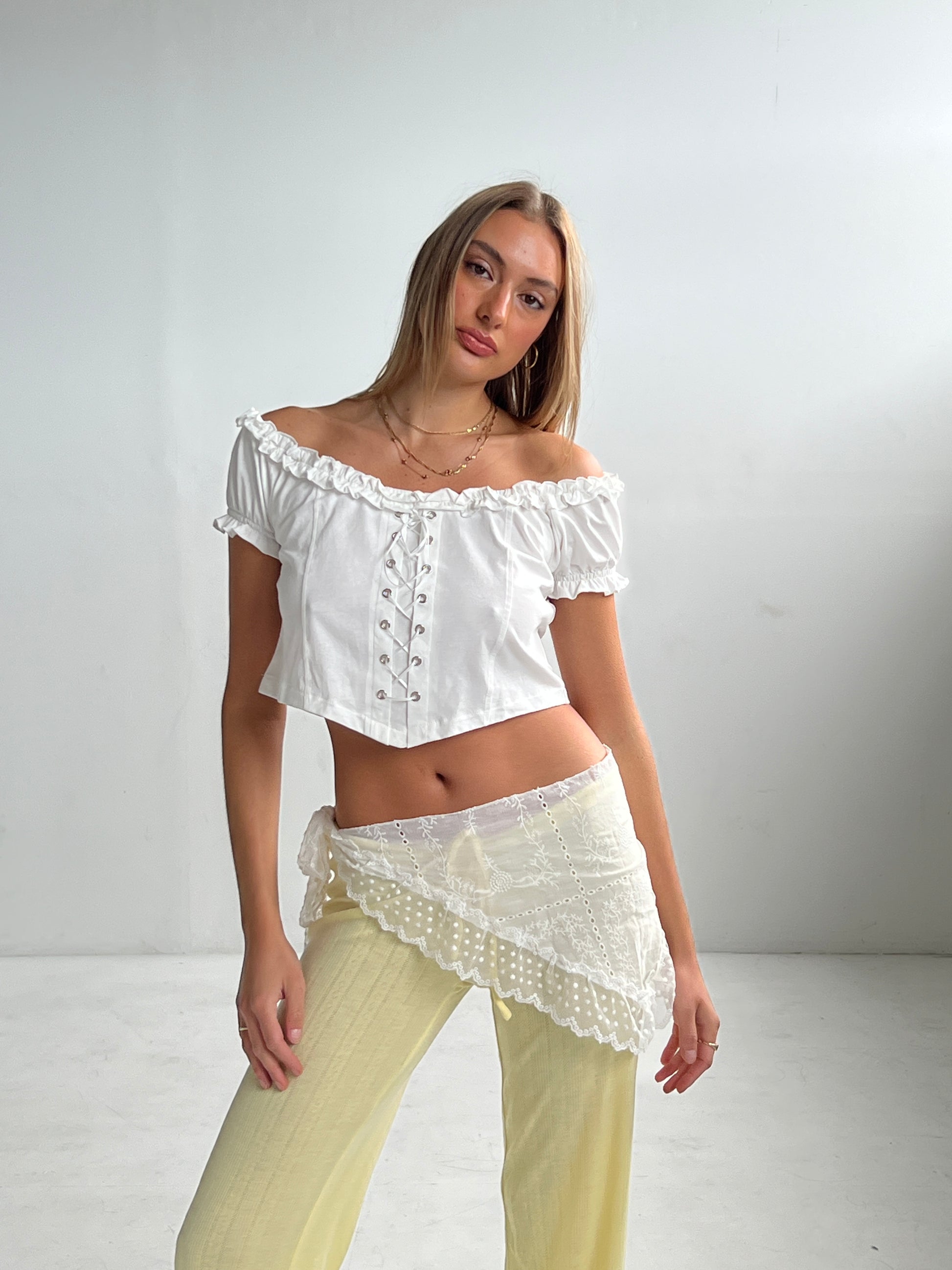 Dusty Lounge Pants — Lemon Pointelle