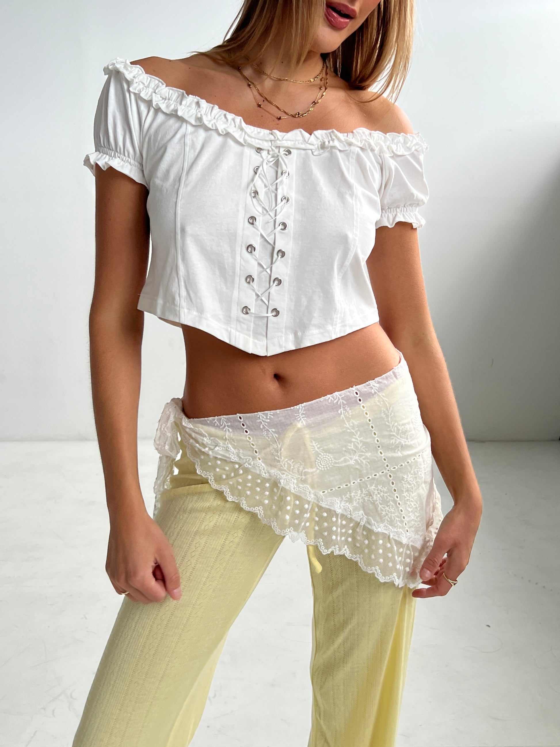 Dusty Lounge Pants — Lemon Pointelle
