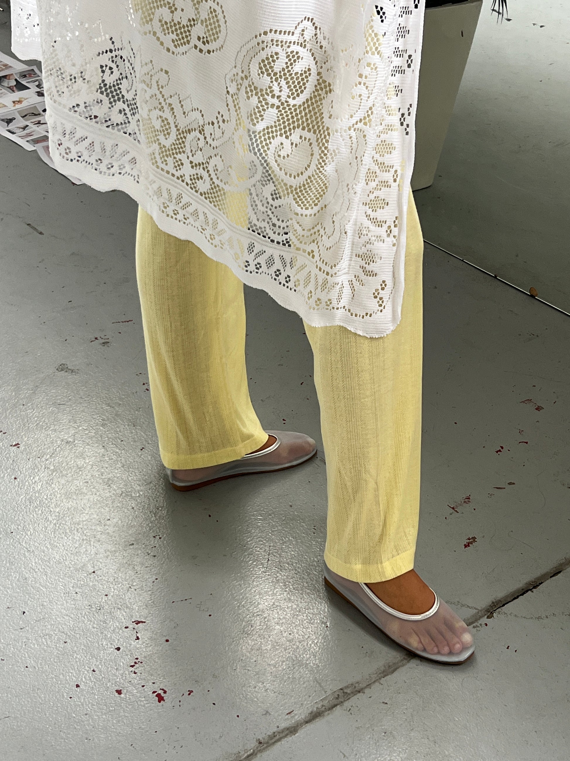 Dusty Lounge Pants — Lemon Pointelle