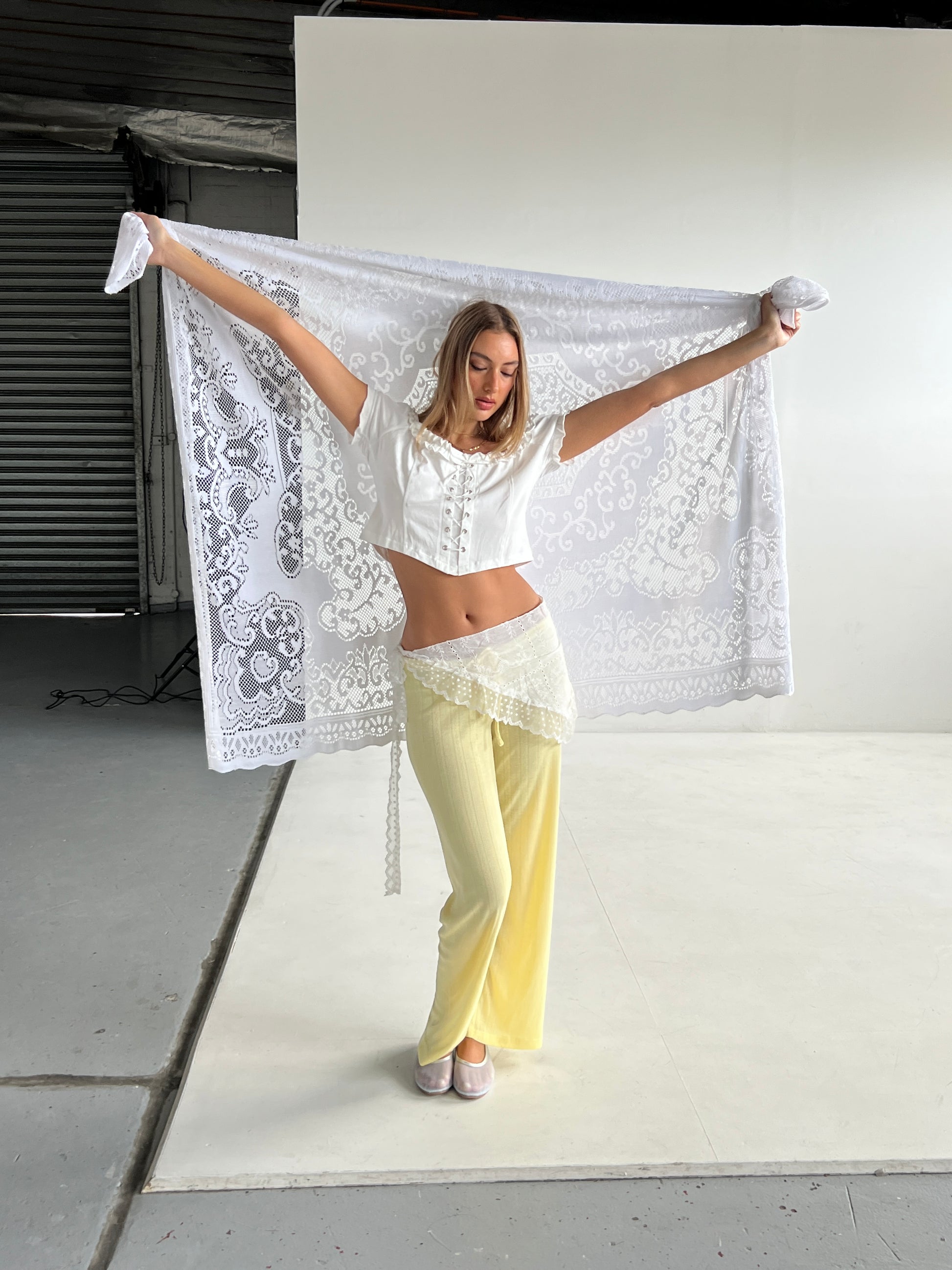 Dusty Lounge Pants — Lemon Pointelle