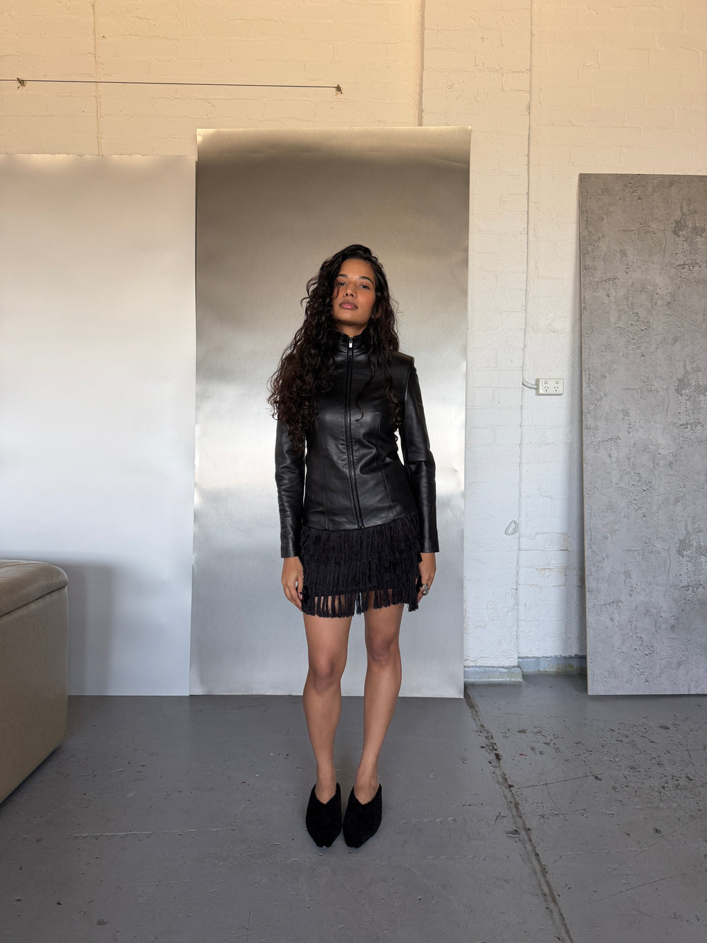 90s Calvin Klein Leather Jacket (XS/S)