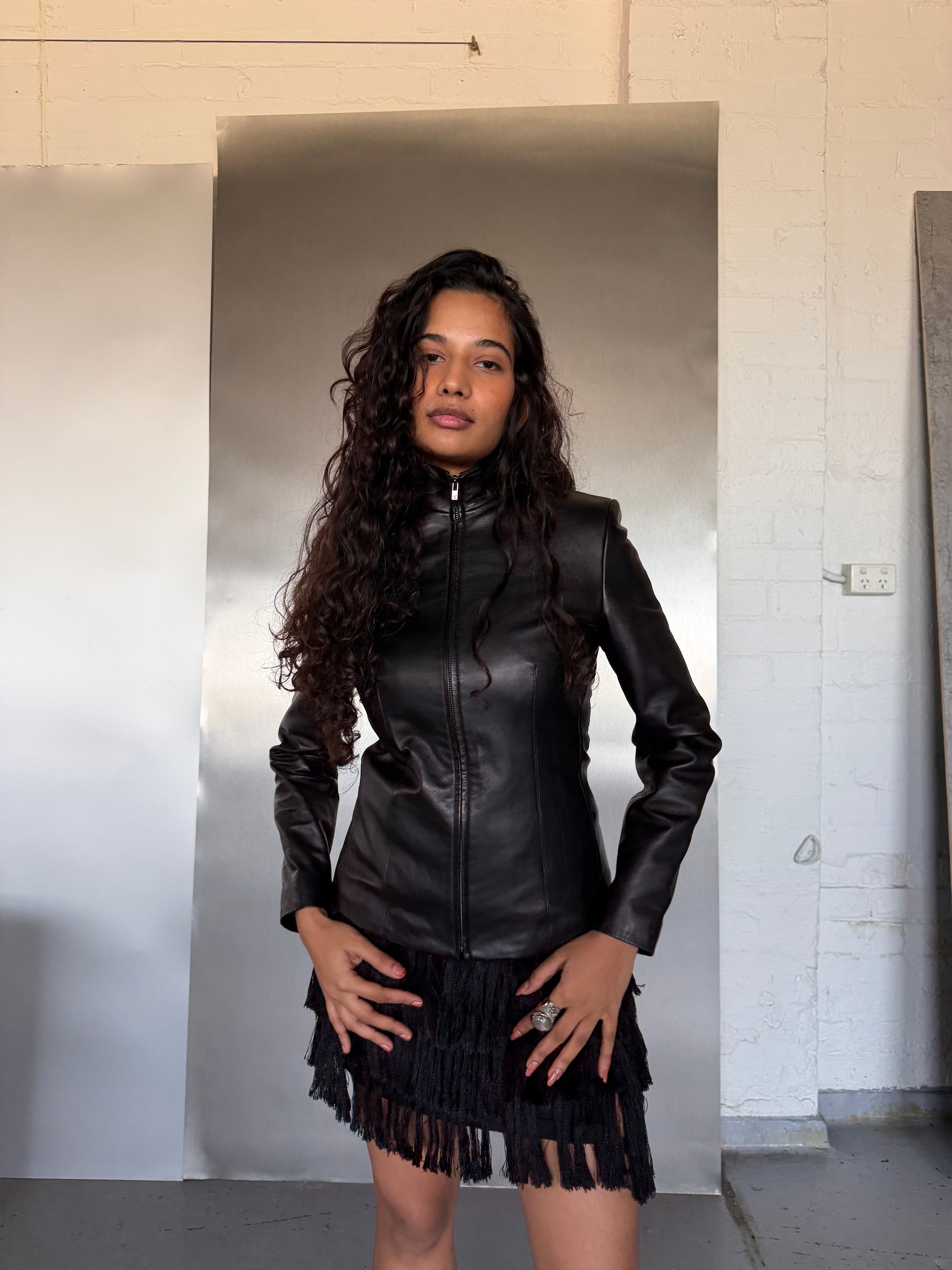 90s Calvin Klein Leather Jacket (XS/S)