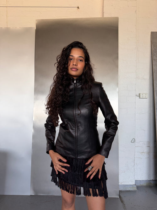 90s Calvin Klein Leather Jacket (XS/S)