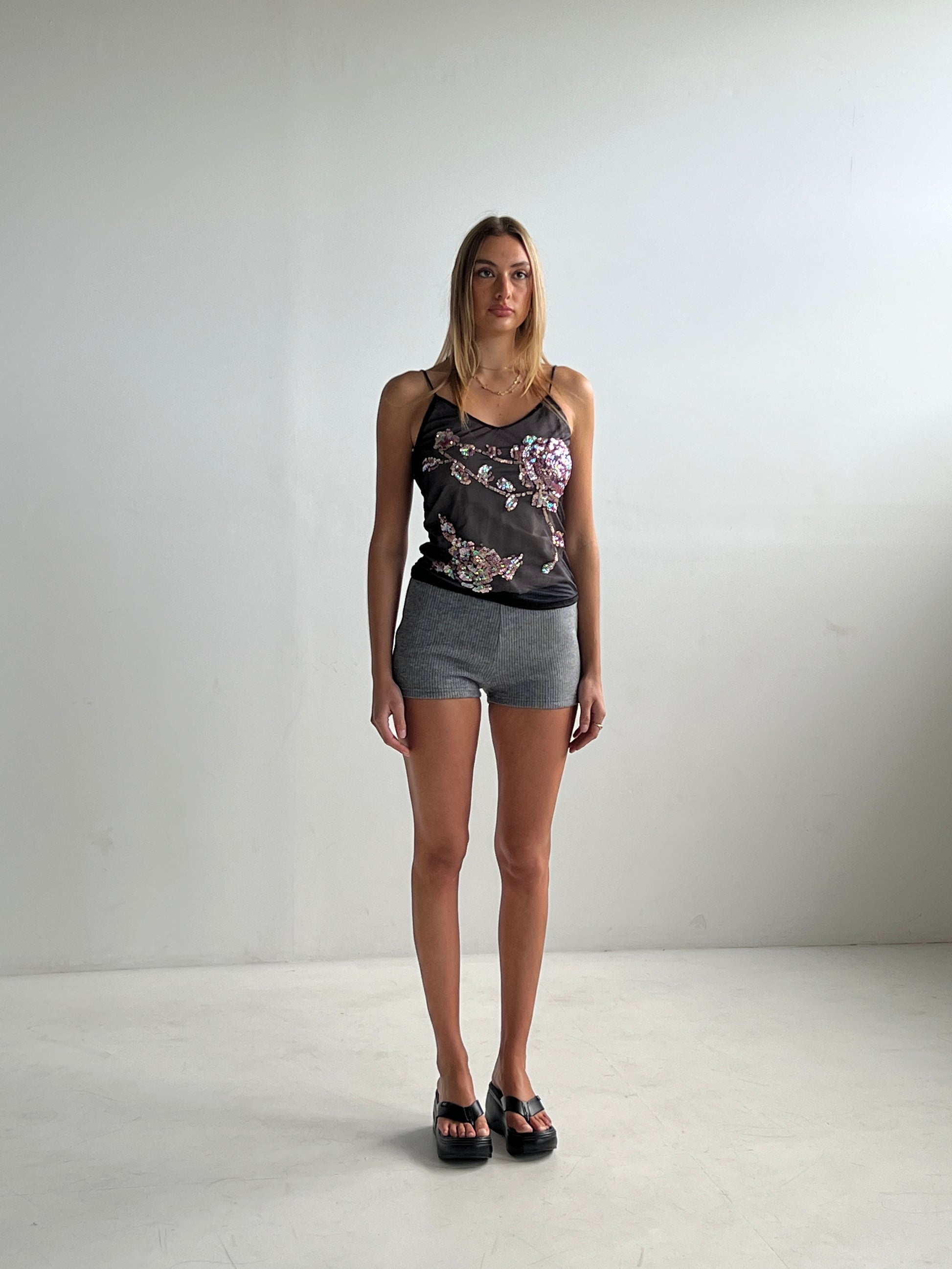Tiny Shorts  — Grey Knit