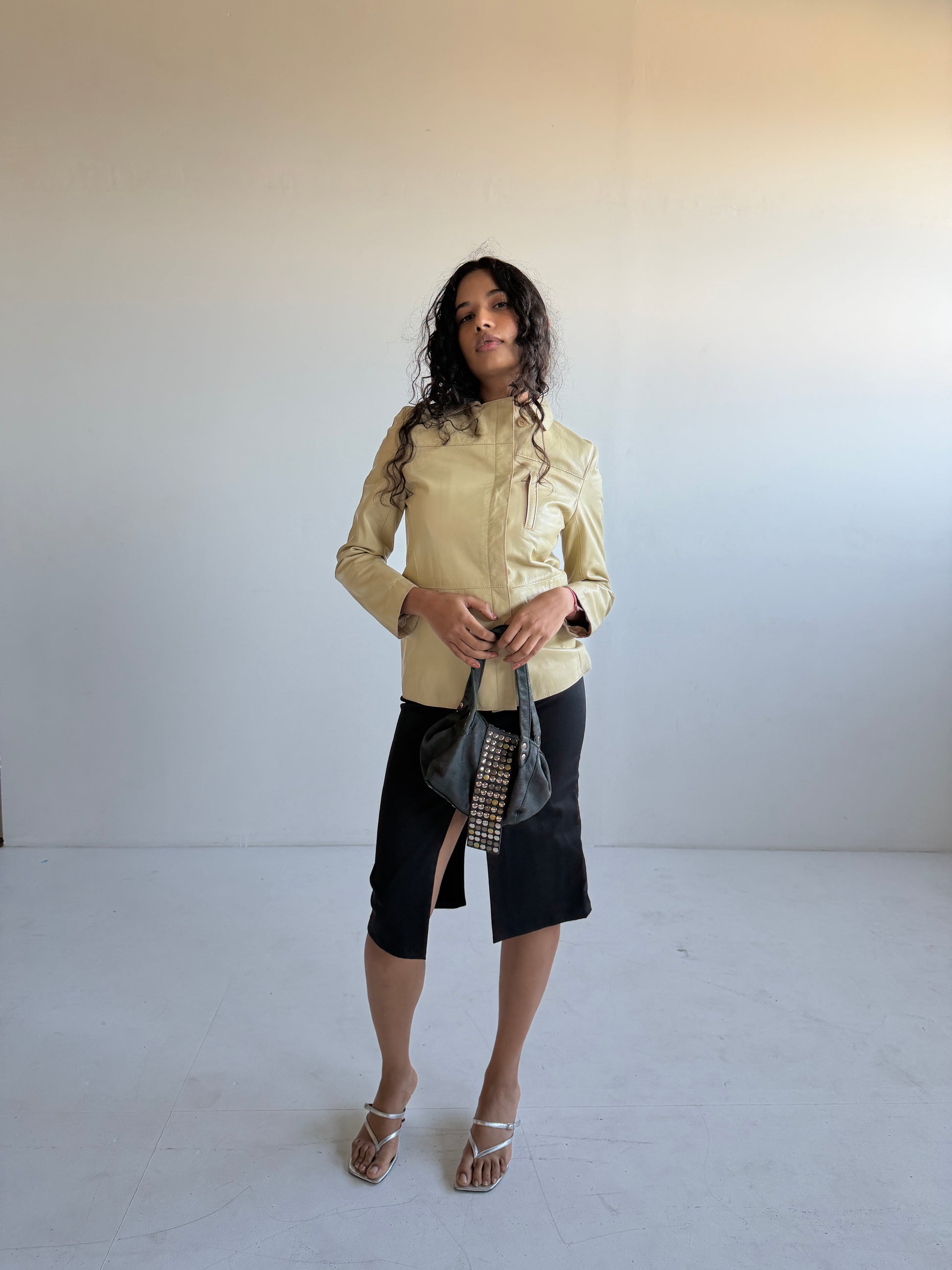 Sonia Rykiel Cream Leather Jacket (S/M)