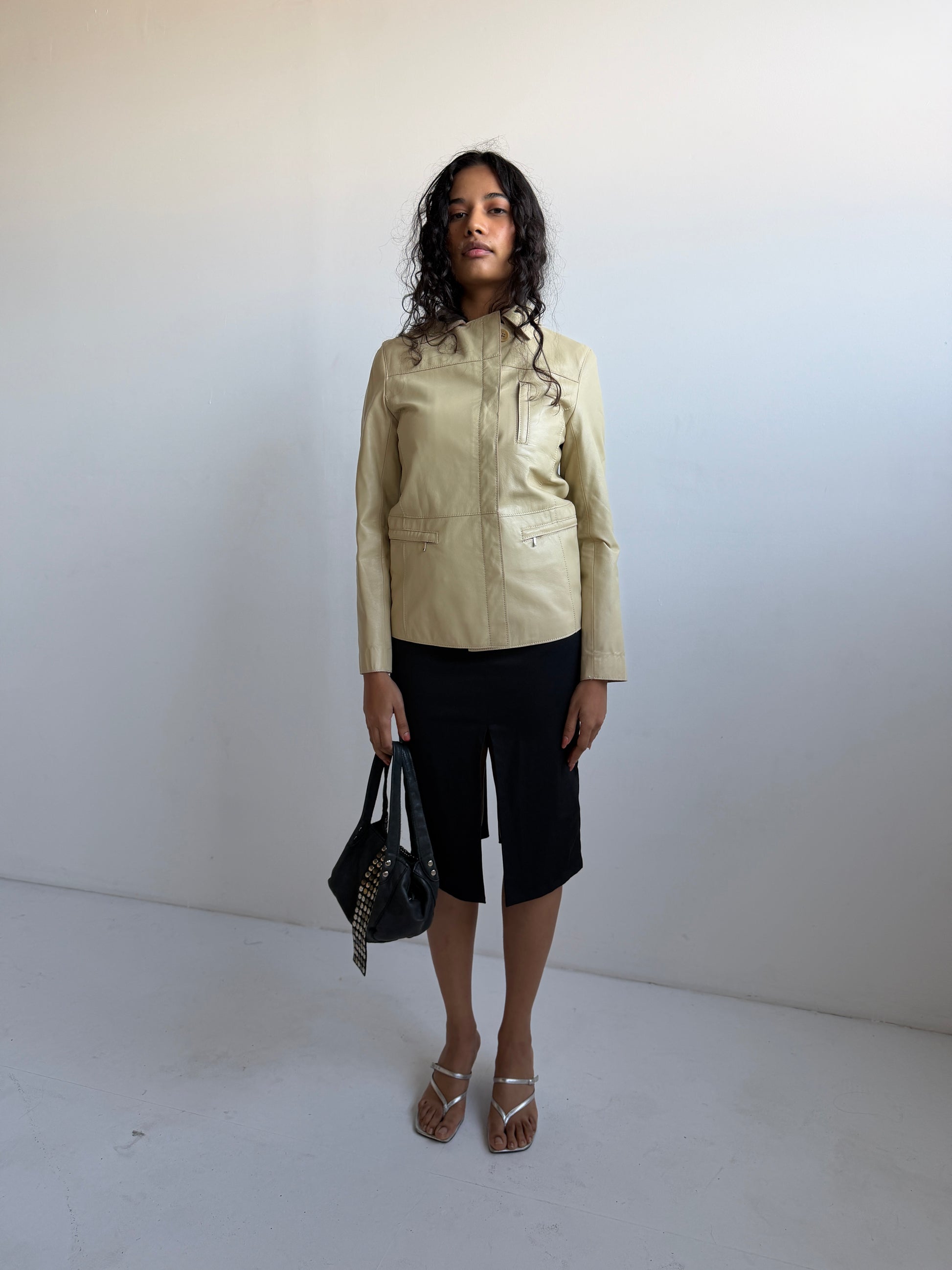 Sonia Rykiel Cream Leather Jacket (S/M)
