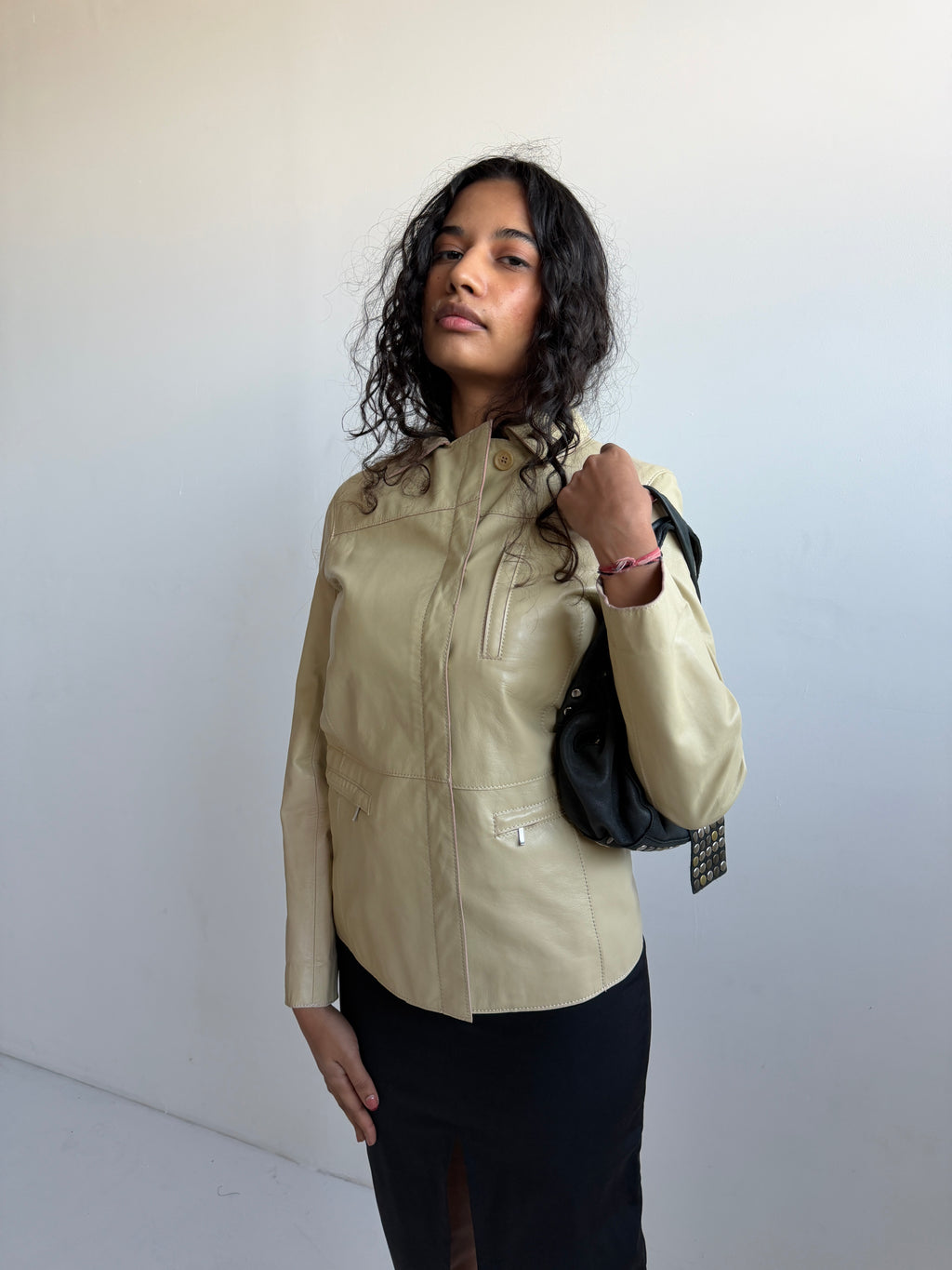 Sonia Rykiel Cream Leather Jacket (S/M)