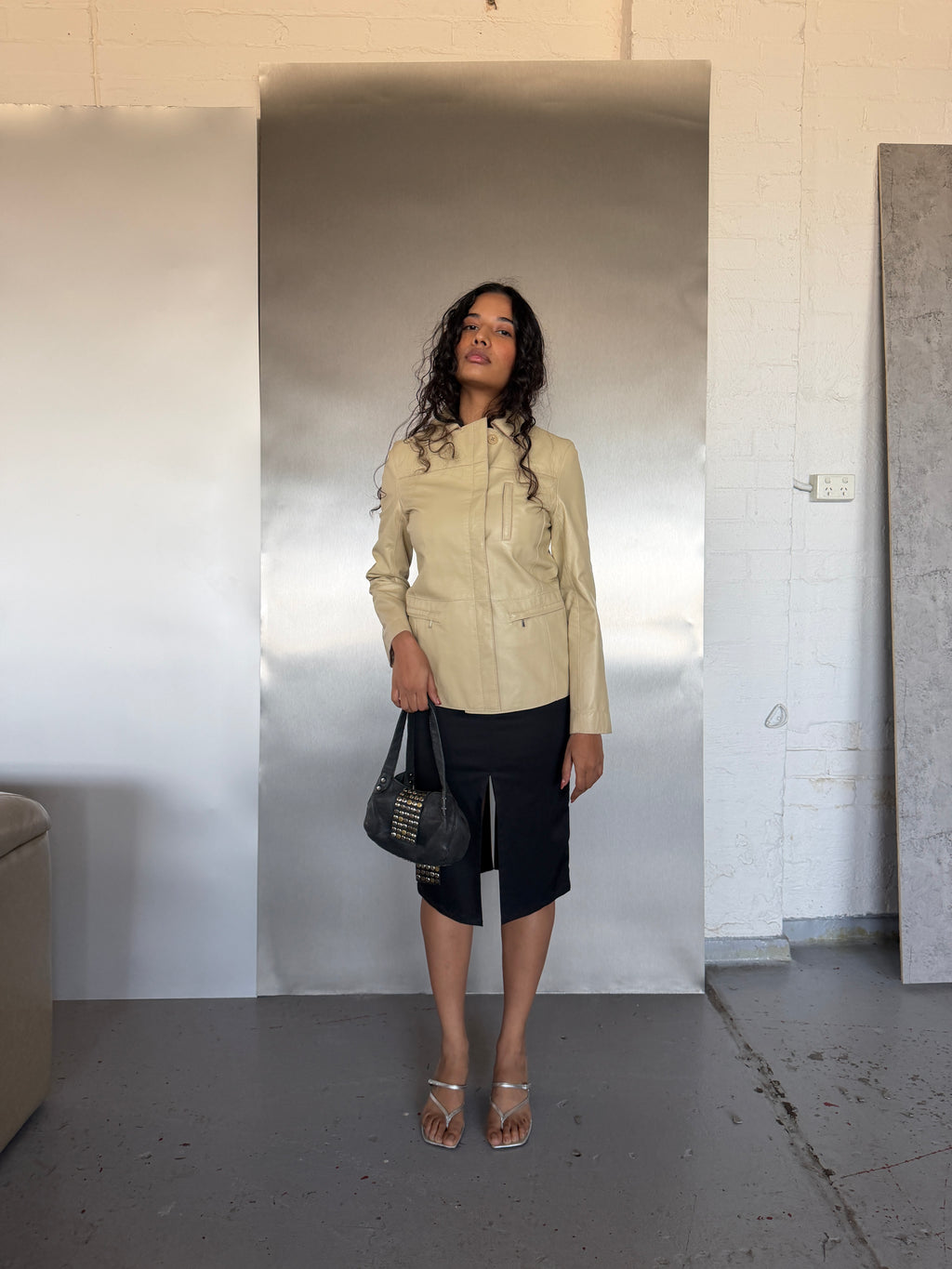 Sonia Rykiel Cream Leather Jacket (S/M)