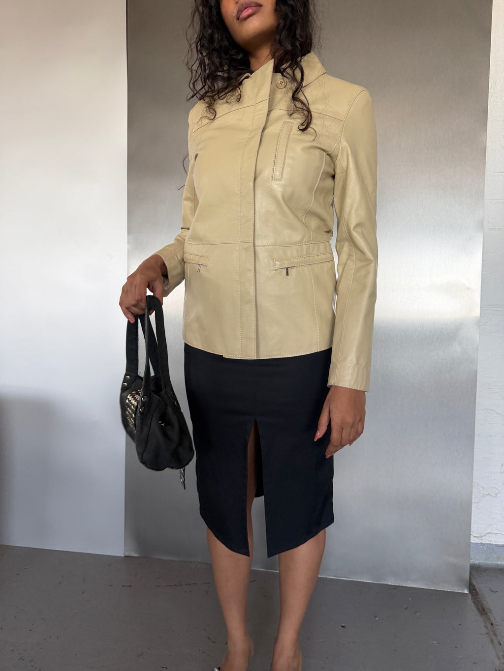 Sonia Rykiel Cream Leather Jacket (S/M)