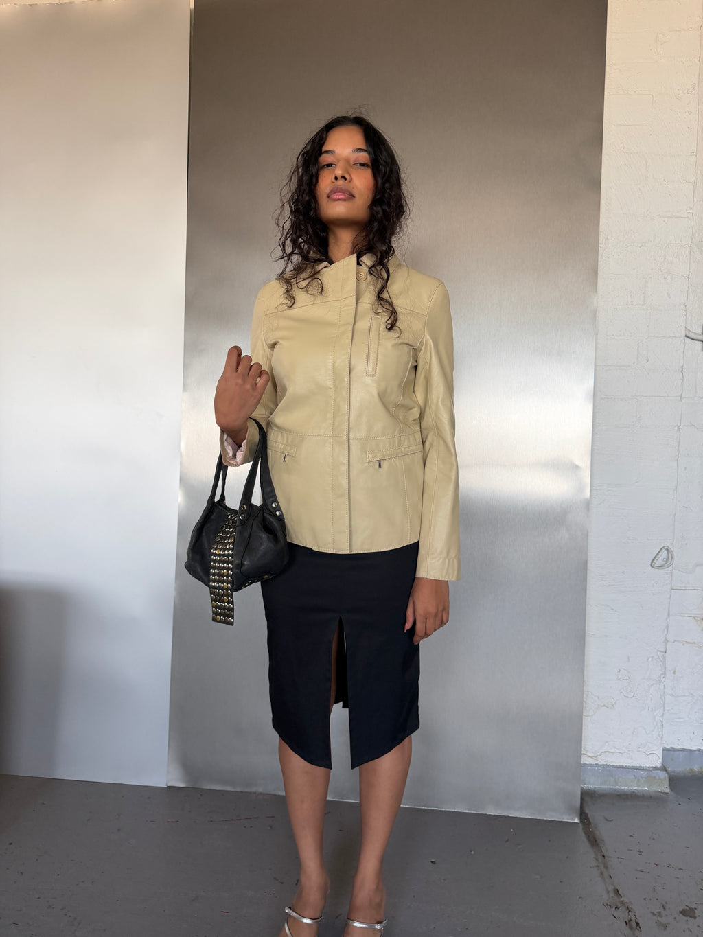 Sonia Rykiel Cream Leather Jacket (S/M)