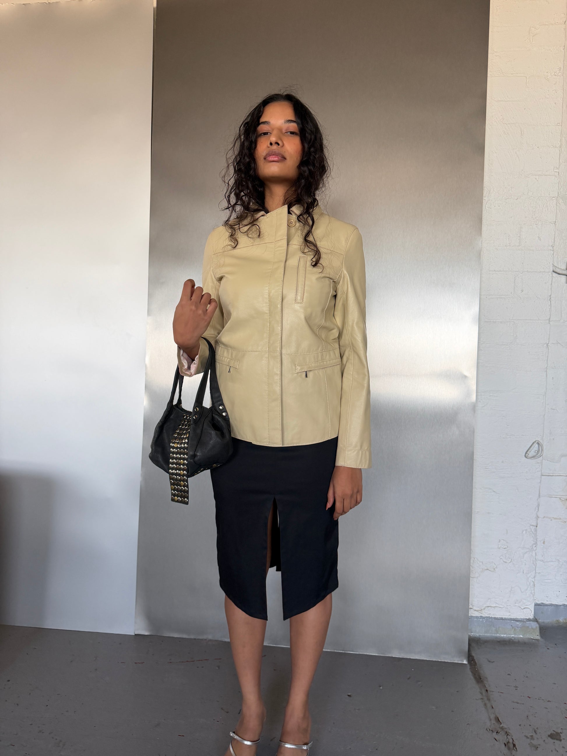Sonia Rykiel Cream Leather Jacket (S/M)