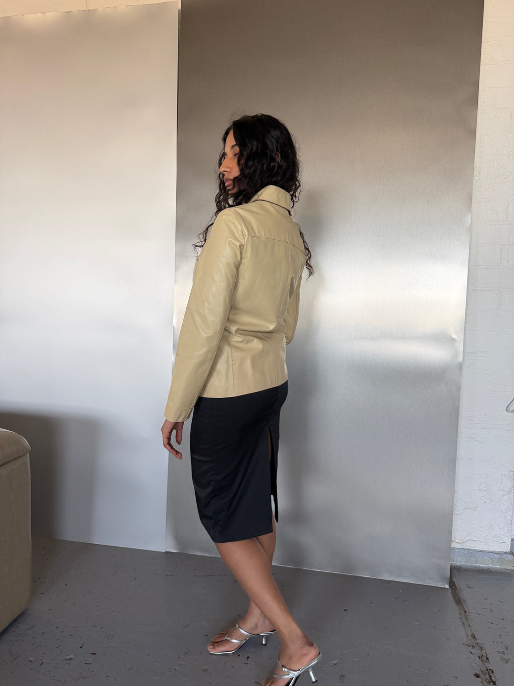 Sonia Rykiel Cream Leather Jacket (S/M)