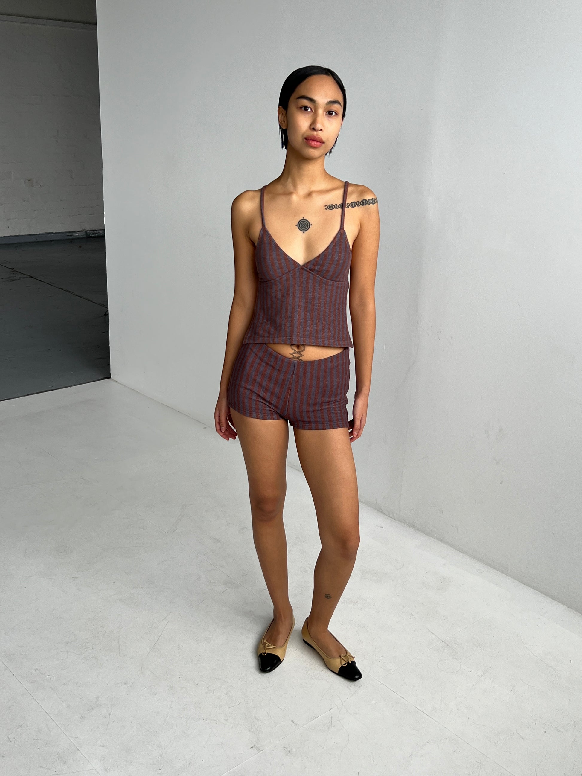 Peggy Backless Top — Steel Stripe