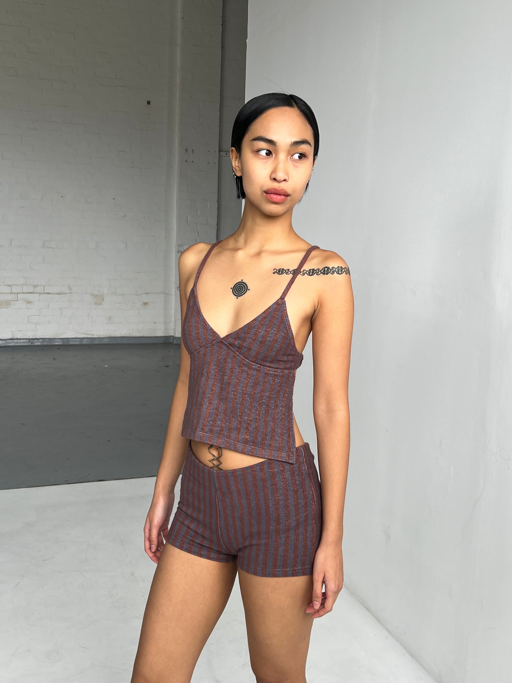 Peggy Backless Top — Steel Stripe